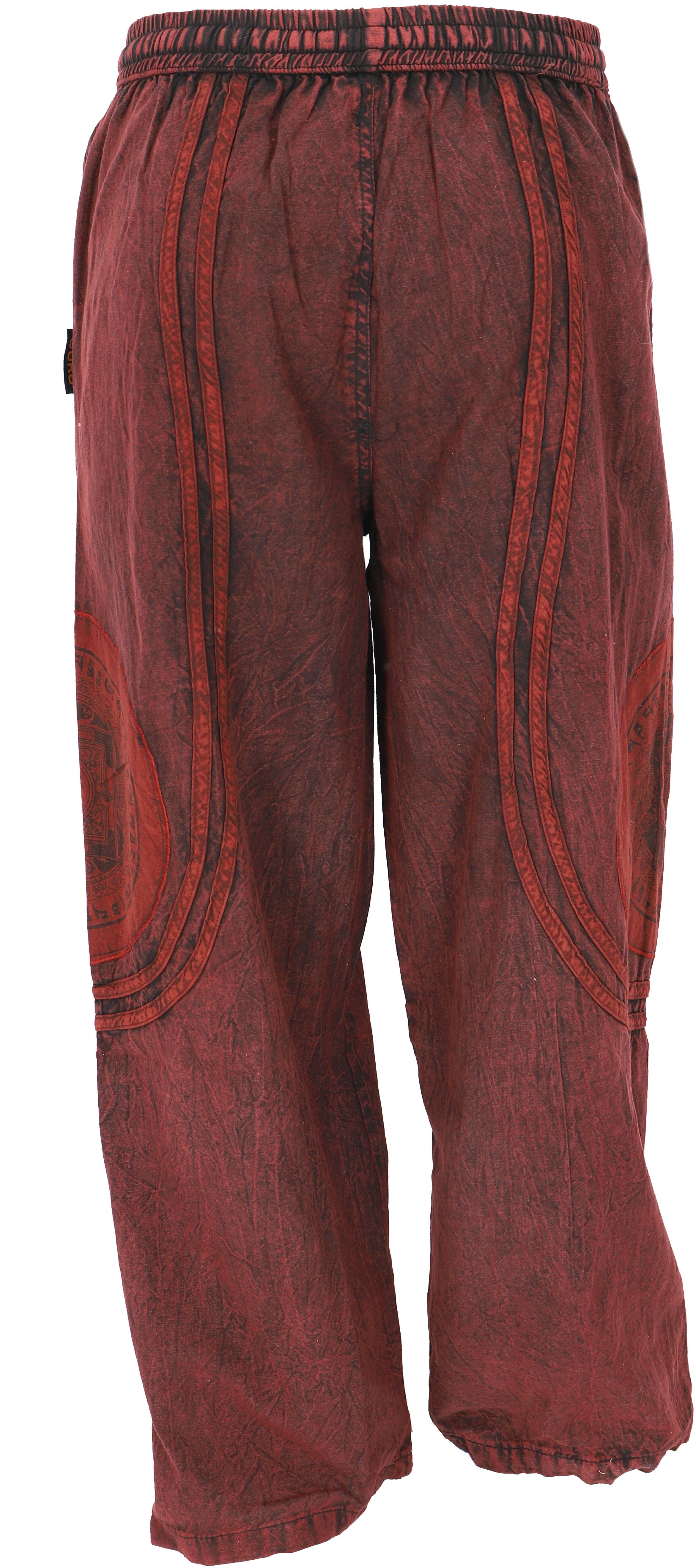 Bekleidung Yogahose, Retro, Relaxhose alternative Style, Ethno Guru-Shop Stonewash Baumwoll-Goa-Hose.. Unisex rot