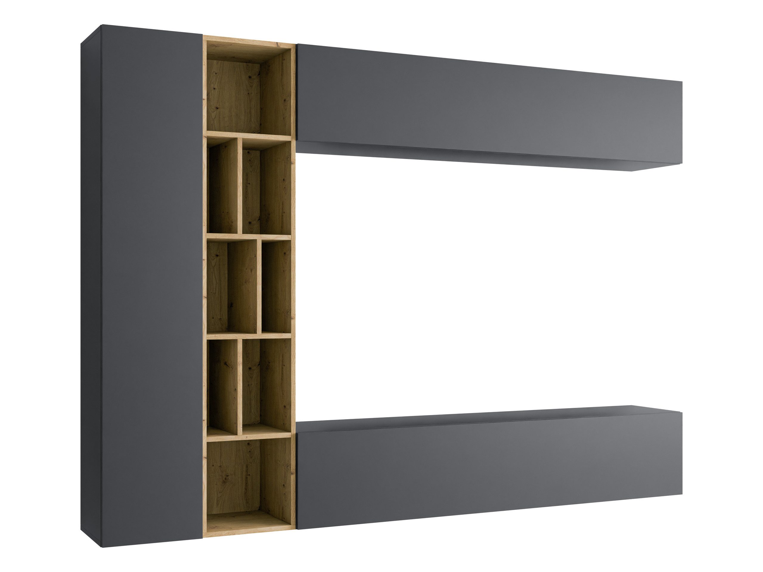 MIRJAN24 Wohnwand Kodita, (Komplett-Set, 3x Hängeschrank, Regal), 224x33x160 cm