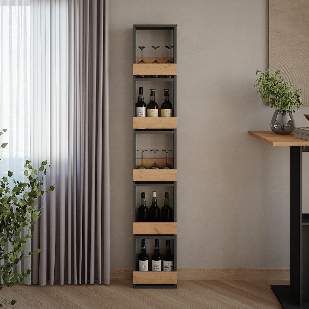 Vicco Weinregal Repose, Goldkraft Eiche/Anthrazit, 30 x 180 cm günstig online kaufen