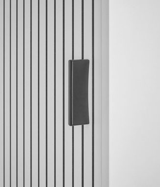 Furn.Design Hängeschrank Merced (Wandschrank in weiß matt mit schwarz, 33 x 120 cm) Soft-Close, mit Staboptik