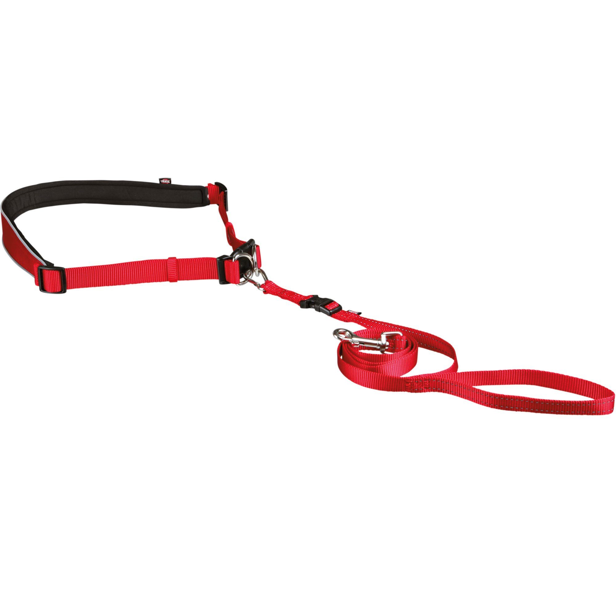 TRIXIE Hands-free-Leinen Bauchgurt mit Leine - Hundeleine abnehmbar, Nylon (1-tlg), Reflektierende Elemente sorgen für gute Sichtbarkeit.