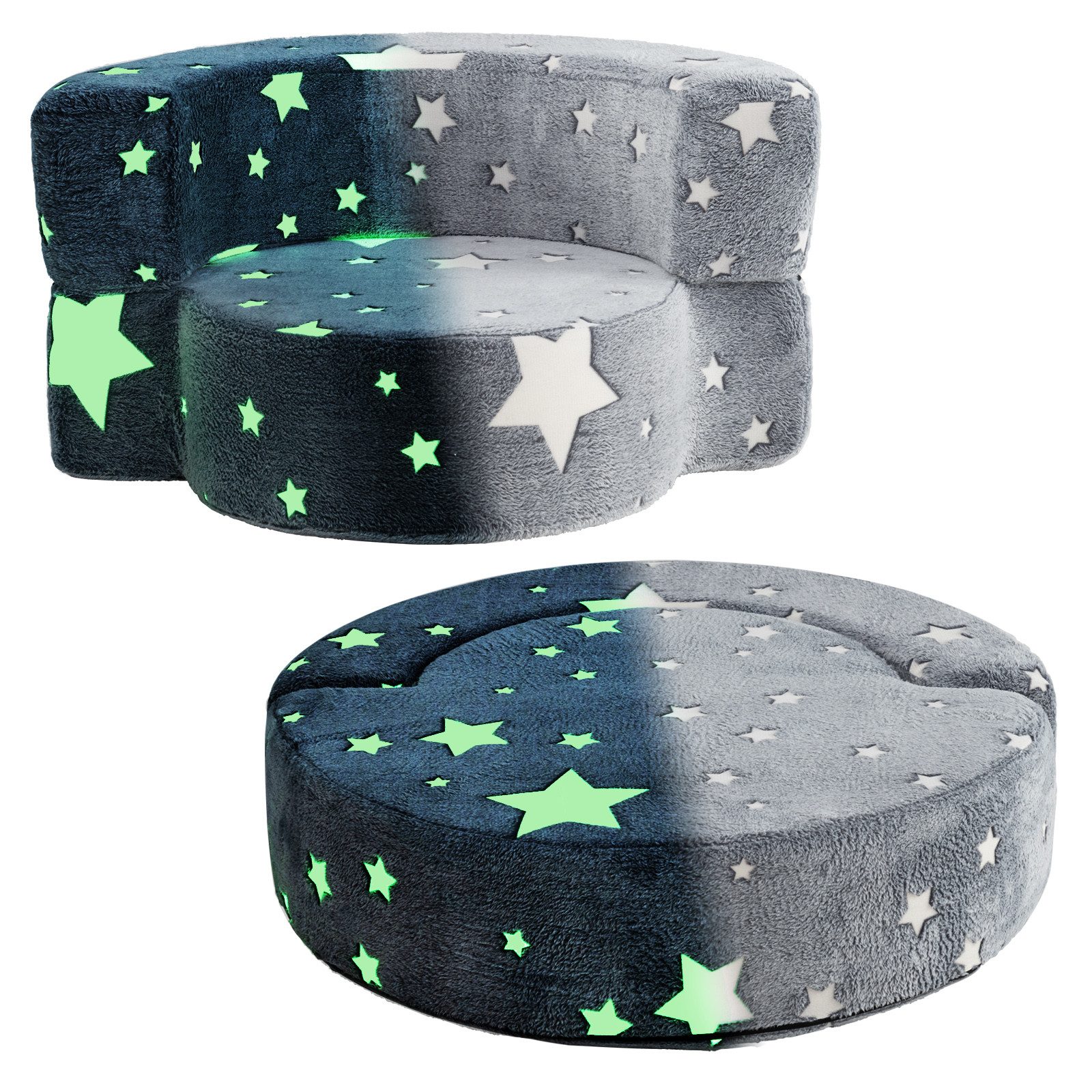 KOMFOTTEU Kindersofa, mit waschbarem Flanellbezug & weicher Schaumstoffpolsterung