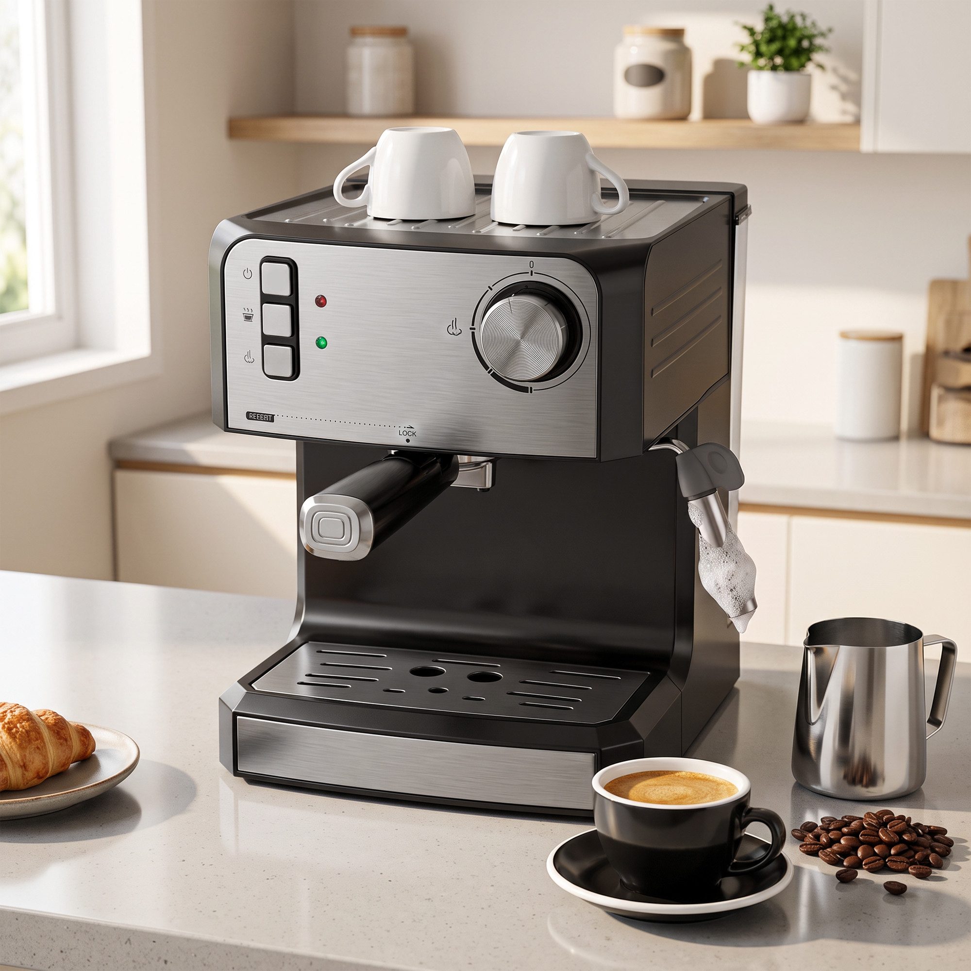 HOMCOM Espressomaschine HOMCOM Espressomaschine 800-344V90BK, 0l Kaffeekanne, Permanentfilter nicht anwendbar, 20 bar, 1,6 l Tank, Dampfdüse, Tassenwärmer