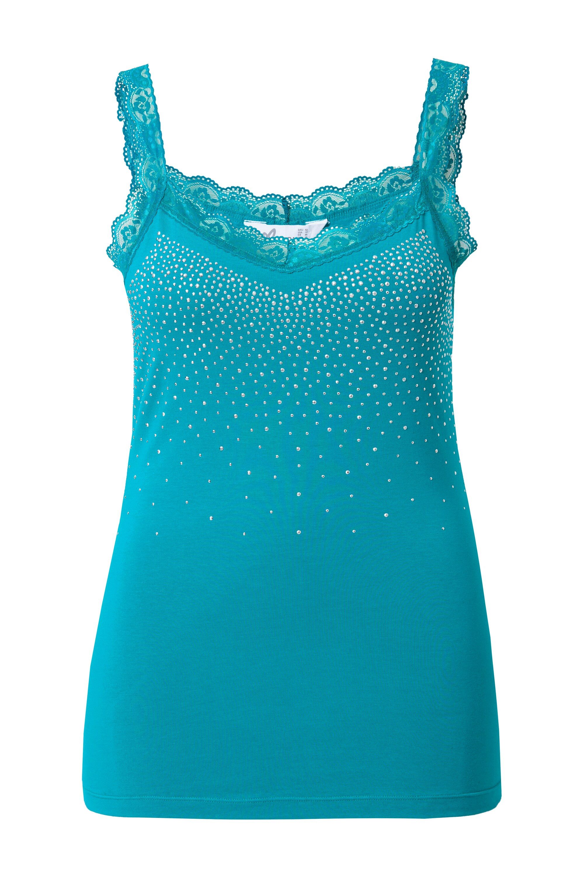 MIAMODA Longtop Top ärmelloser Slim Fit Ziernieten Spitze