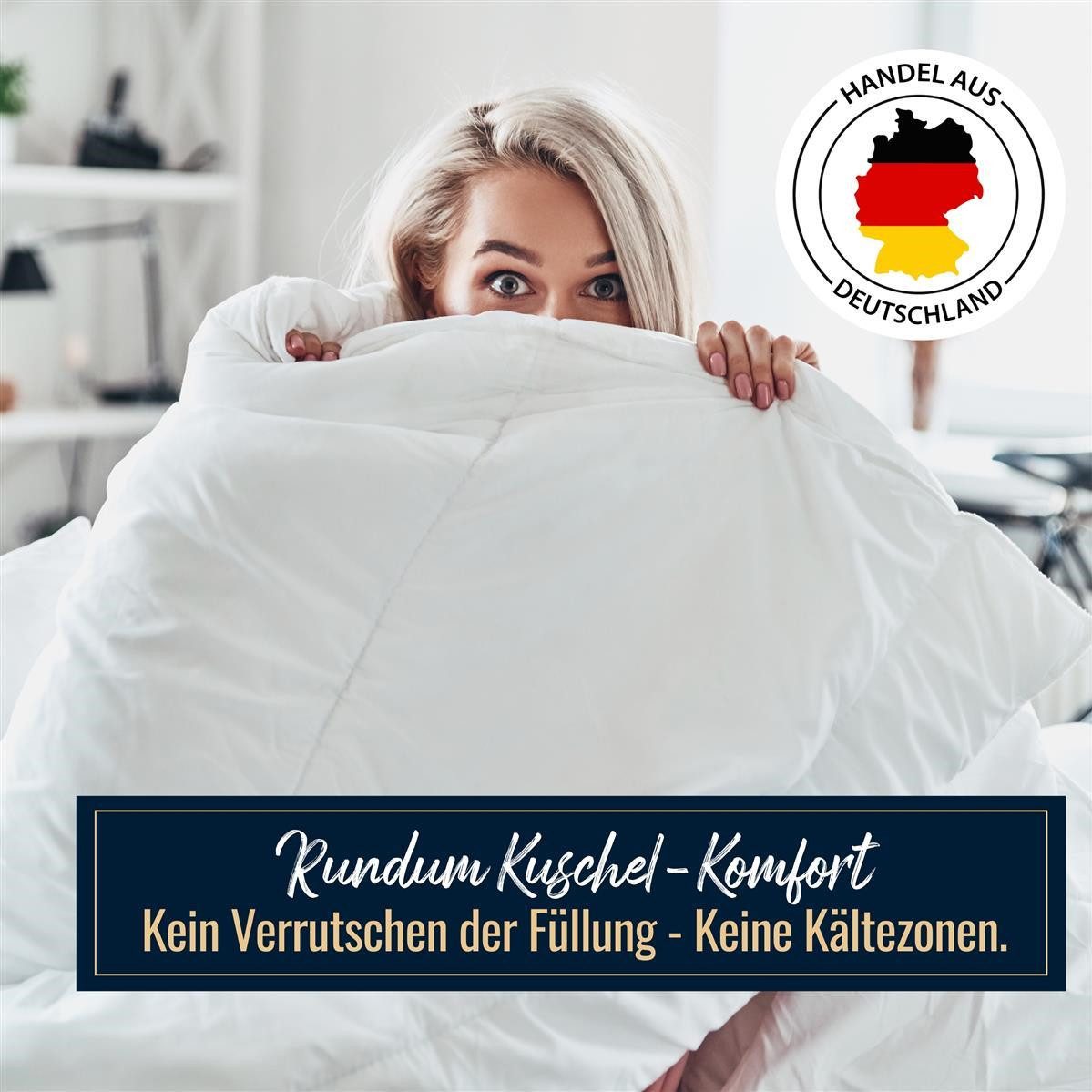 Bielefelder Bettfedern-Manufaktur Verse GmbH Daunenbettdecke Extra warme 100% Winter Daunendecke Holsteiner Daunen 135x200 1380g, Füllung: Neue weiße Holsteiner Daunen und Kleinstfedern, Bezug: 100% Baumwolle, Allergikergeeignet