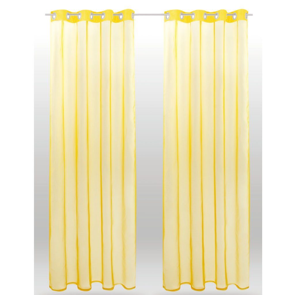 Vorhang, Bestlivings, Ösen (2 St), transparent, Voile, Gardinenset "Transparent" (2 Ösenschals) Gelb