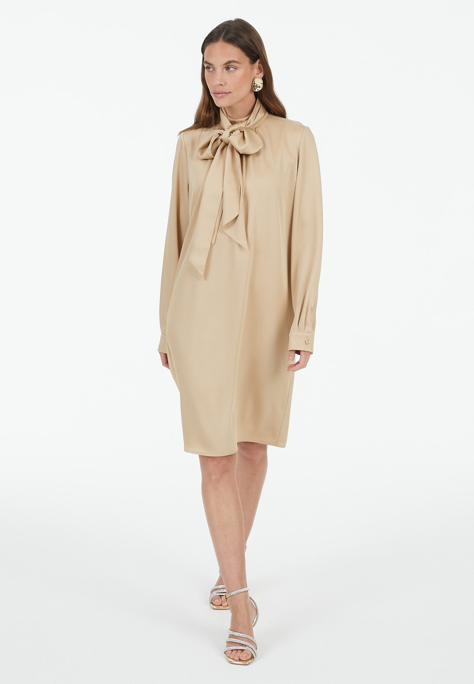 MARC AUREL Hemdblusenkleid aus mattem Satin