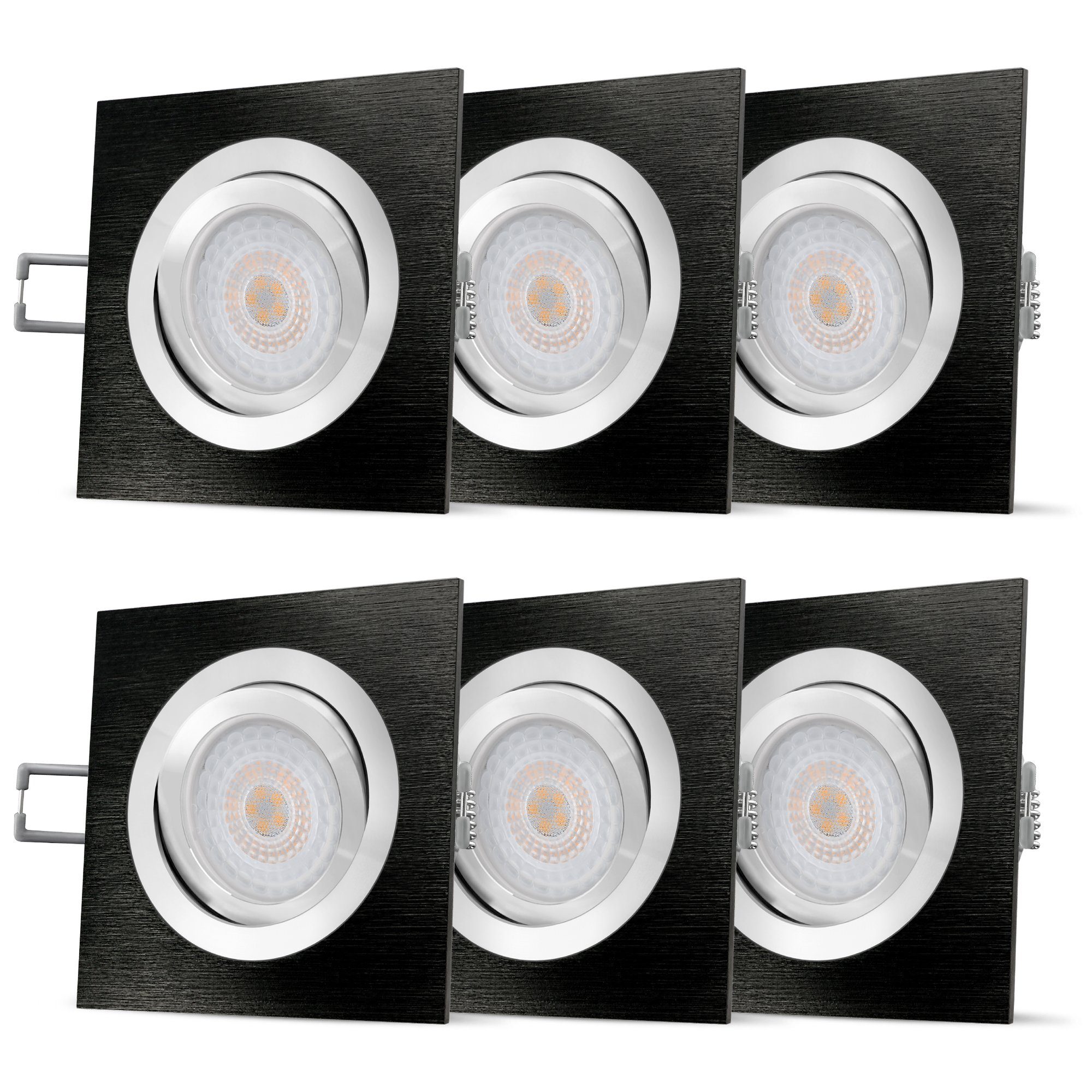 SSC-LUXon LED Einbaustrahler QF-2 LED Einbauspot flach & schwenkbar schwarz gebuerstet, Neutralweiß
