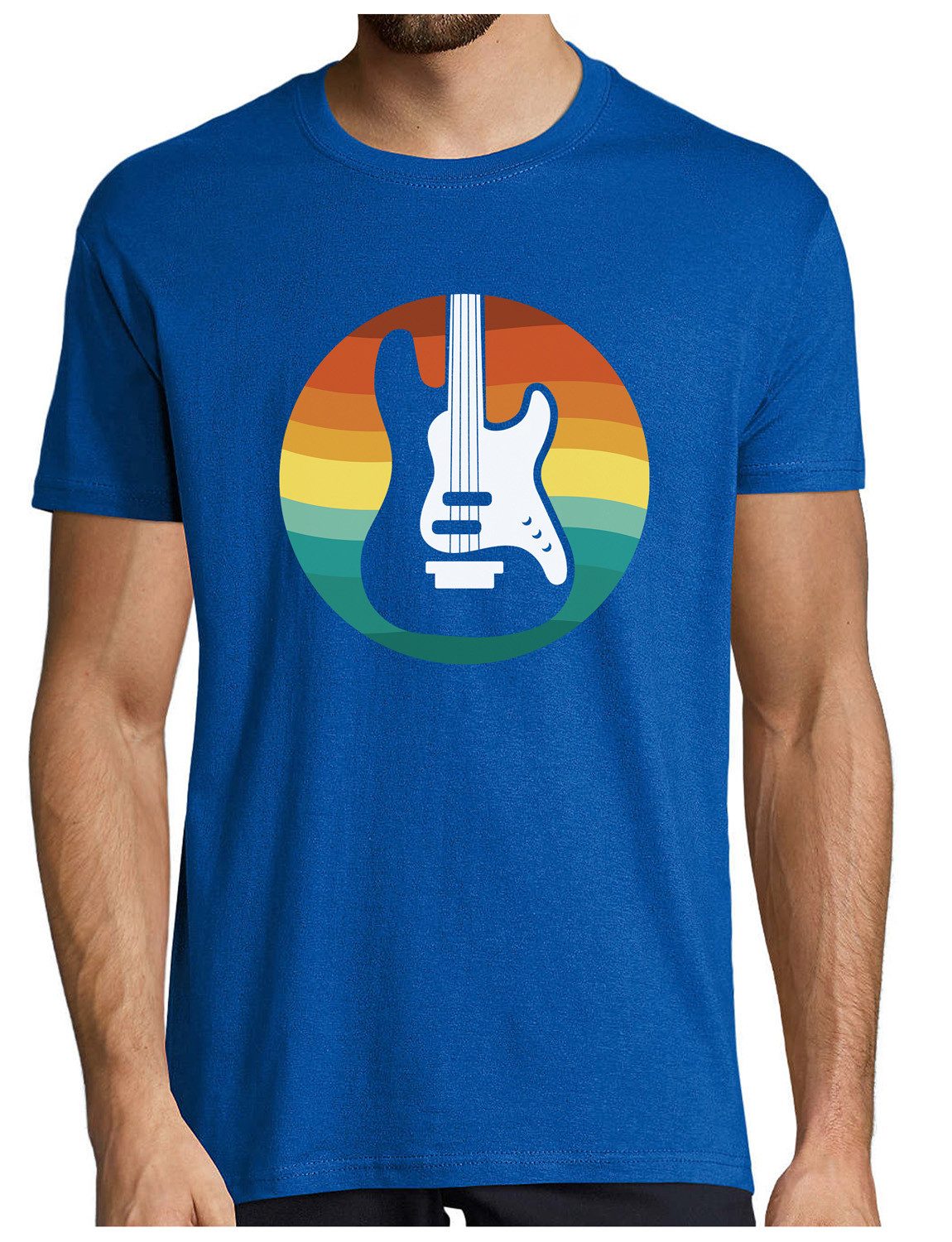 T-Shirt Herren Print Shirt - Retro Gitarren Brustprint