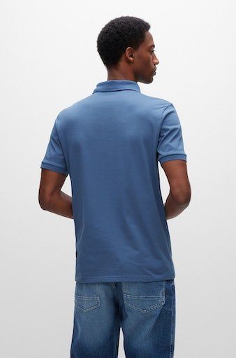 BOSS ORANGE Poloshirt BOSS von Passenger blau Logo-Patch dezentem mit