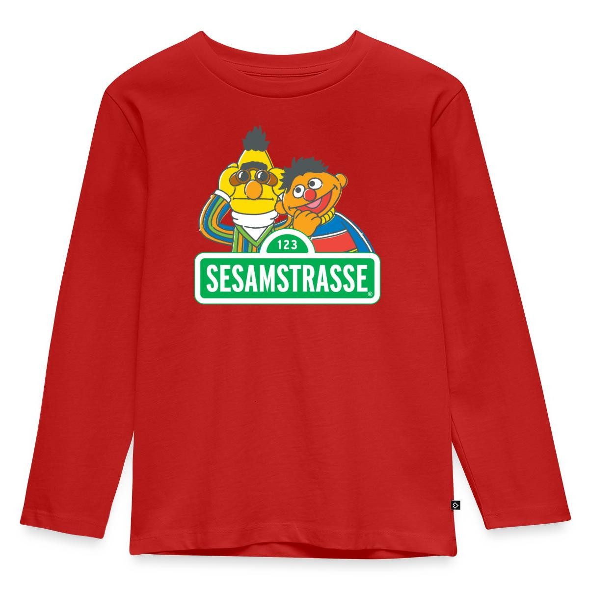 T-Shirt Sesamstraße Schild Ernie und Bert Kinder Premium Langarmshirt