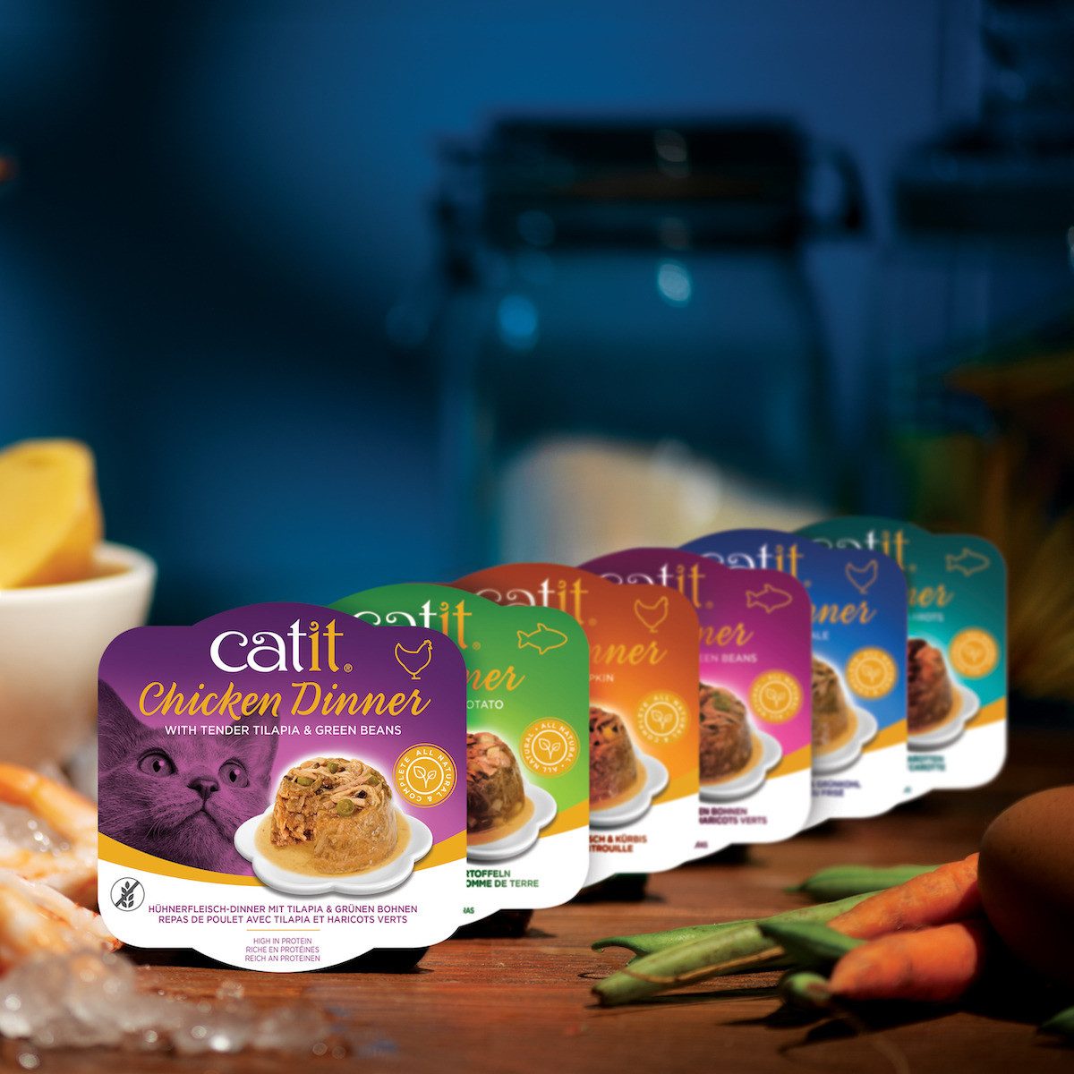 Catit Dinner Fisch mit Lachs & grünen Bohnen 80 g, Trockenfutter für: Katze