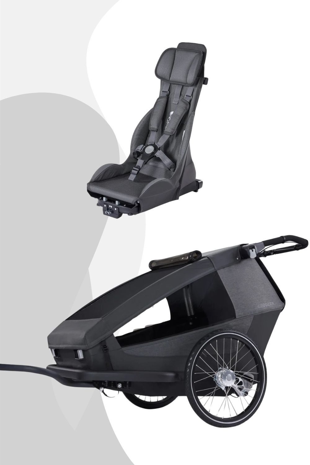 Croozer Fahrradkinderanhänger Yuuna Kid Modul Premium Sitz Bundle (Yuuna + 1 Premium Sitz), für 2 Kinder; inklusive Deichsel