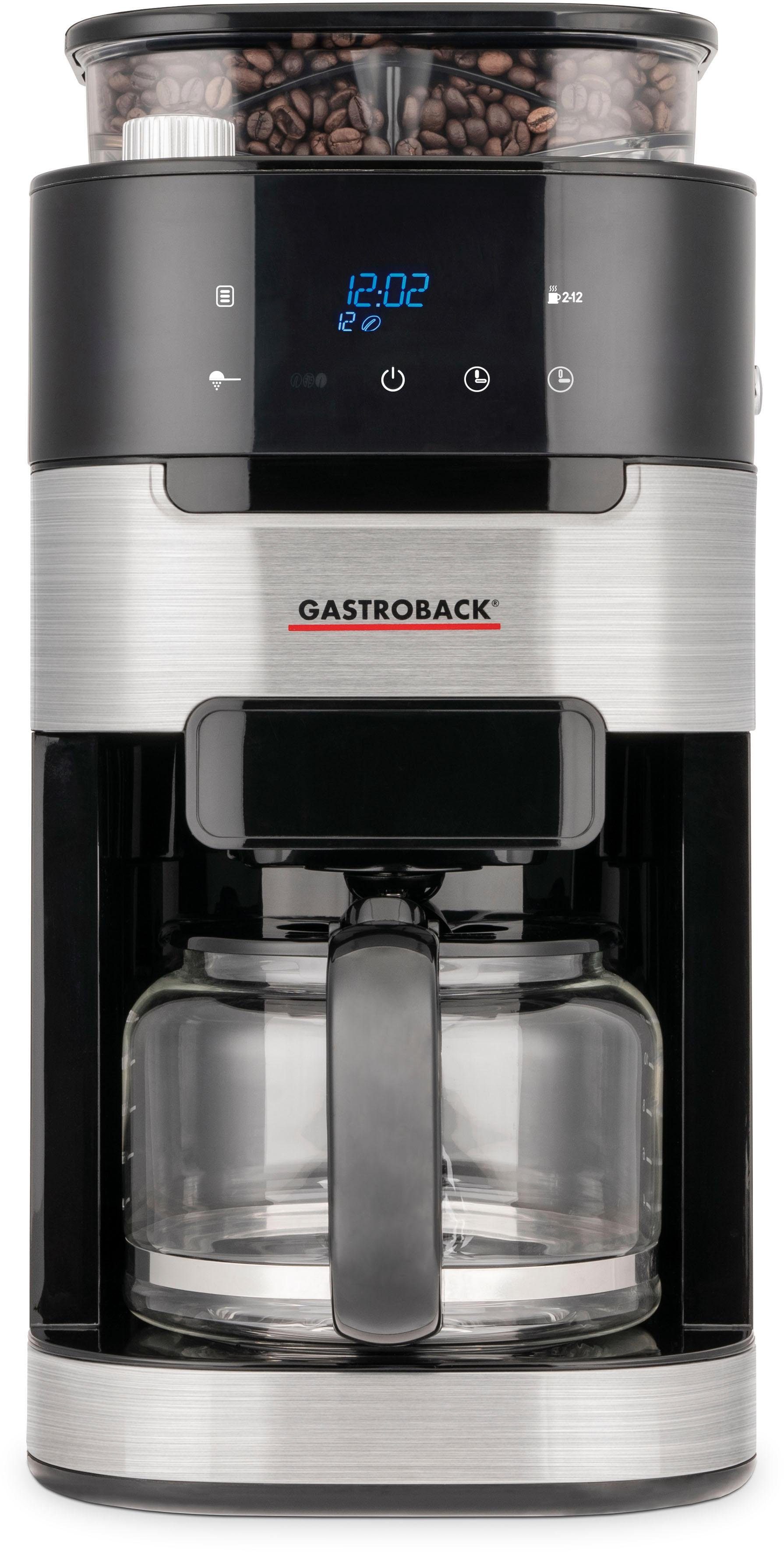 42711, 1,5l Gastroback Pro & mit Mahlwerk Grind Permanentfilter Kaffeemaschine Kaffeekanne, Brew