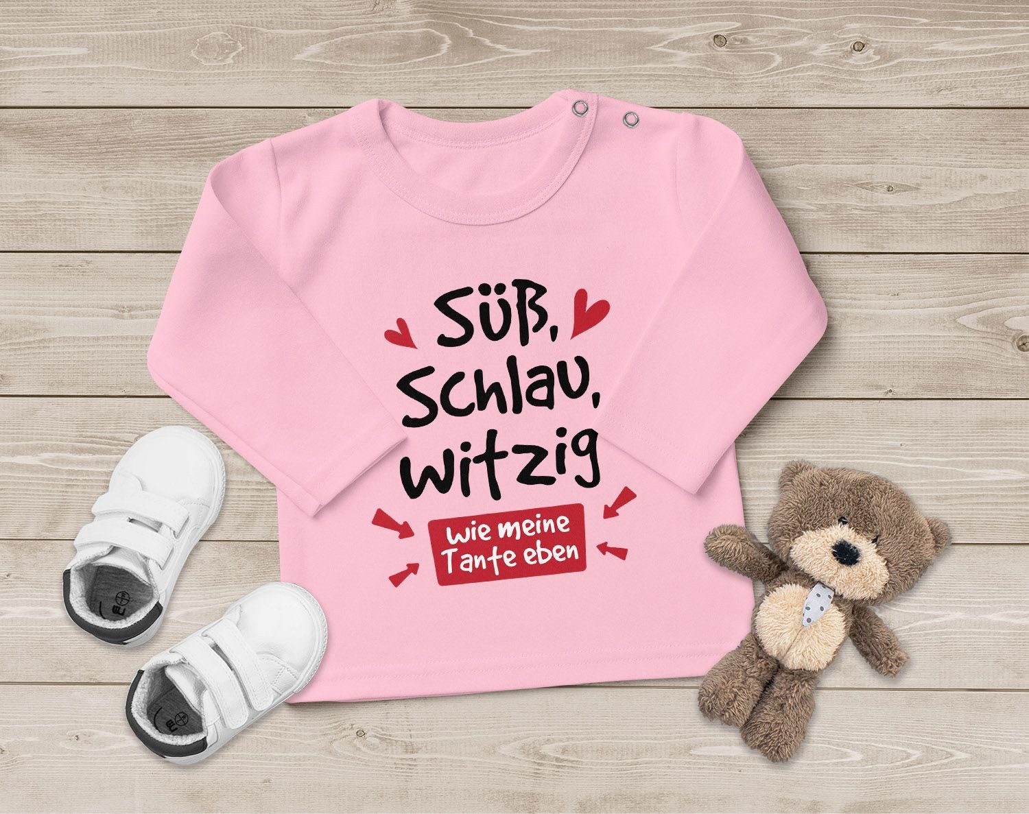 MoonWorks Rundhalsshirt Baby Langarm-Shirt Tante Sprüche lustig Süß Schlau Witzig Wie meine