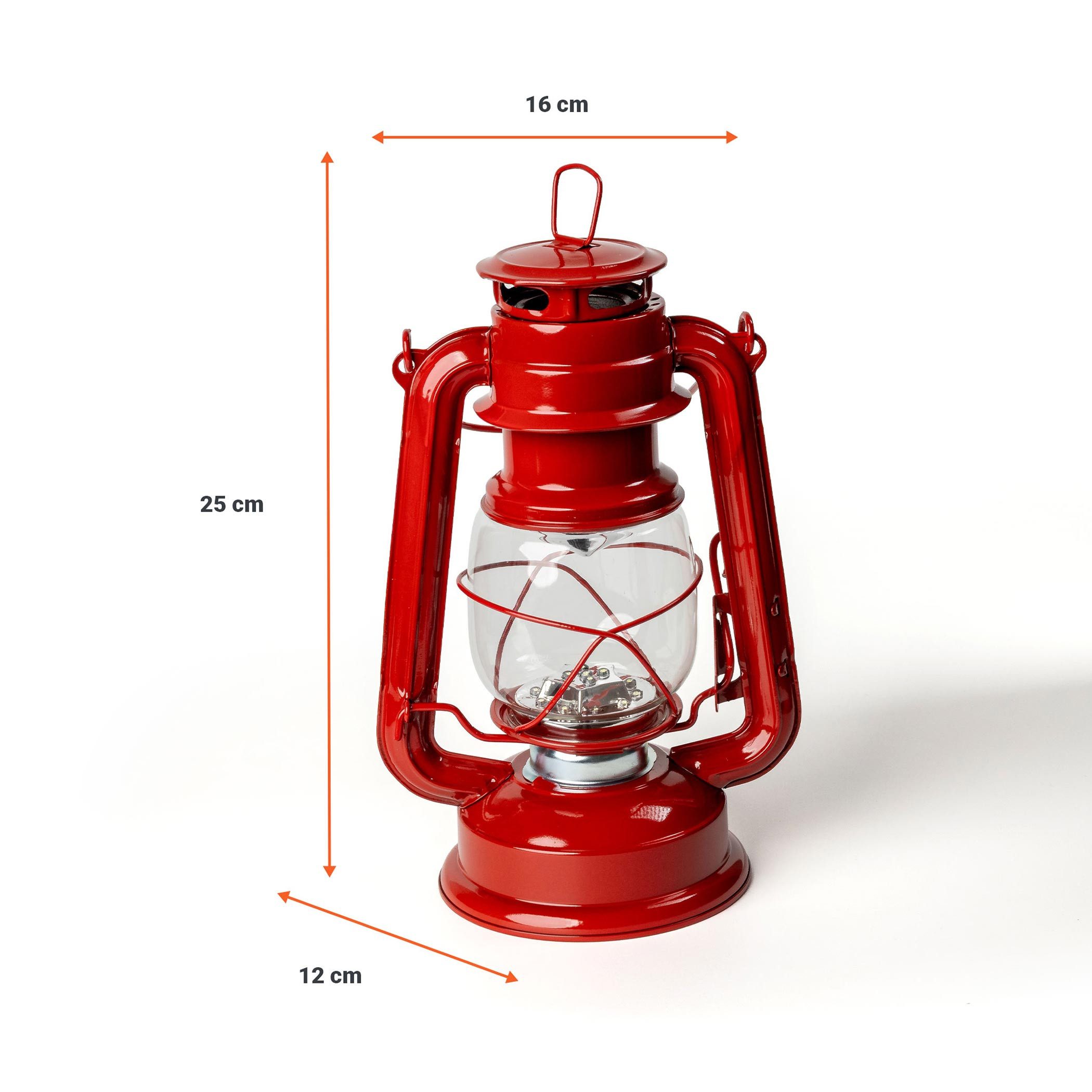 Spetebo LED Laterne LED Metall Sturmlaterne rot - 25 x 16 cm, LED, kaltweiß