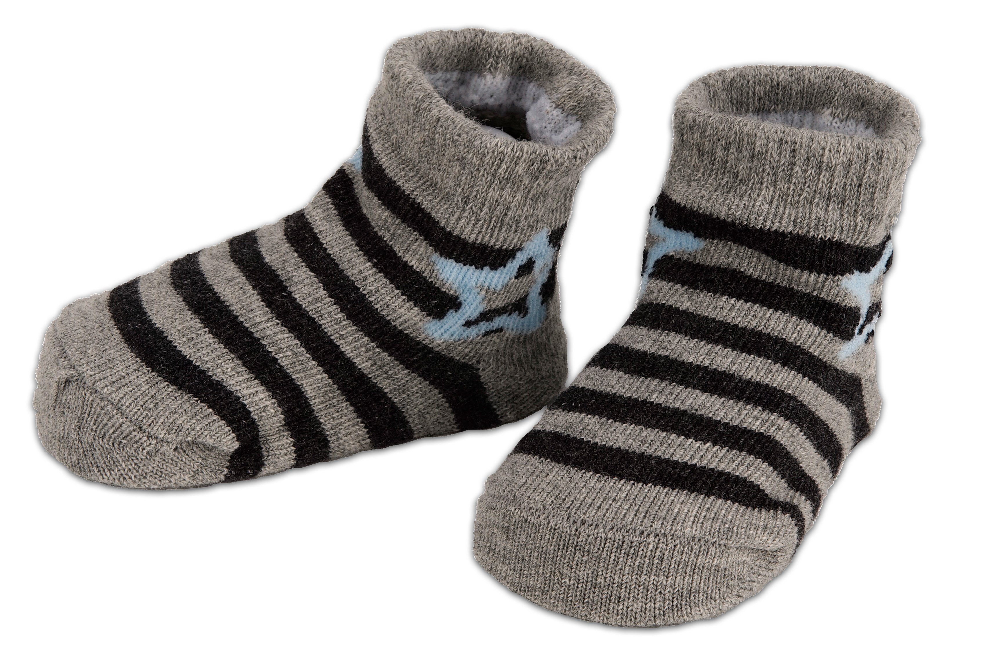 BRUBAKER Socken Babysocken für Jungen und Mädchen 0-12 Monate (4-Paar, Baumwollsocken mit Raketen und Sternen) Baby Geschenkset für Neugeborene in Geschenkverpa – Bild 4 von 5