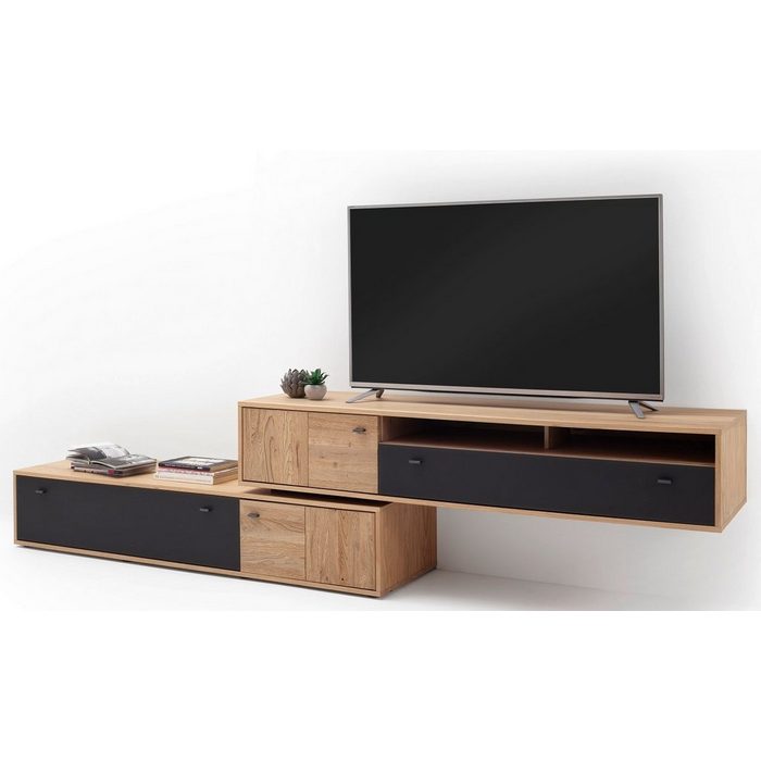 MCA furniture Lowboard TV-Board Valencia 2 Balkeneiche Bianco / Glas