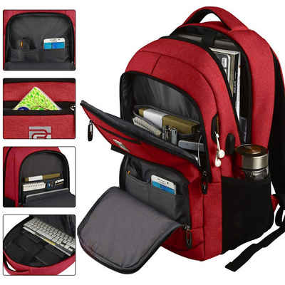 REDOM Laptoprucksack Laptop Rucksack Rucksäcke Schulrucksack Wasserbeständig Laptoptasche (Laptop Notebook Tasche Schule Uni Rucksack, Sportrucksack, mit USB-Anschluss, Anti-Diebstahl, Backpack mit Laptopfach), Herren Damen Jungen Teenager Freizeit Arbeit Business Reisen