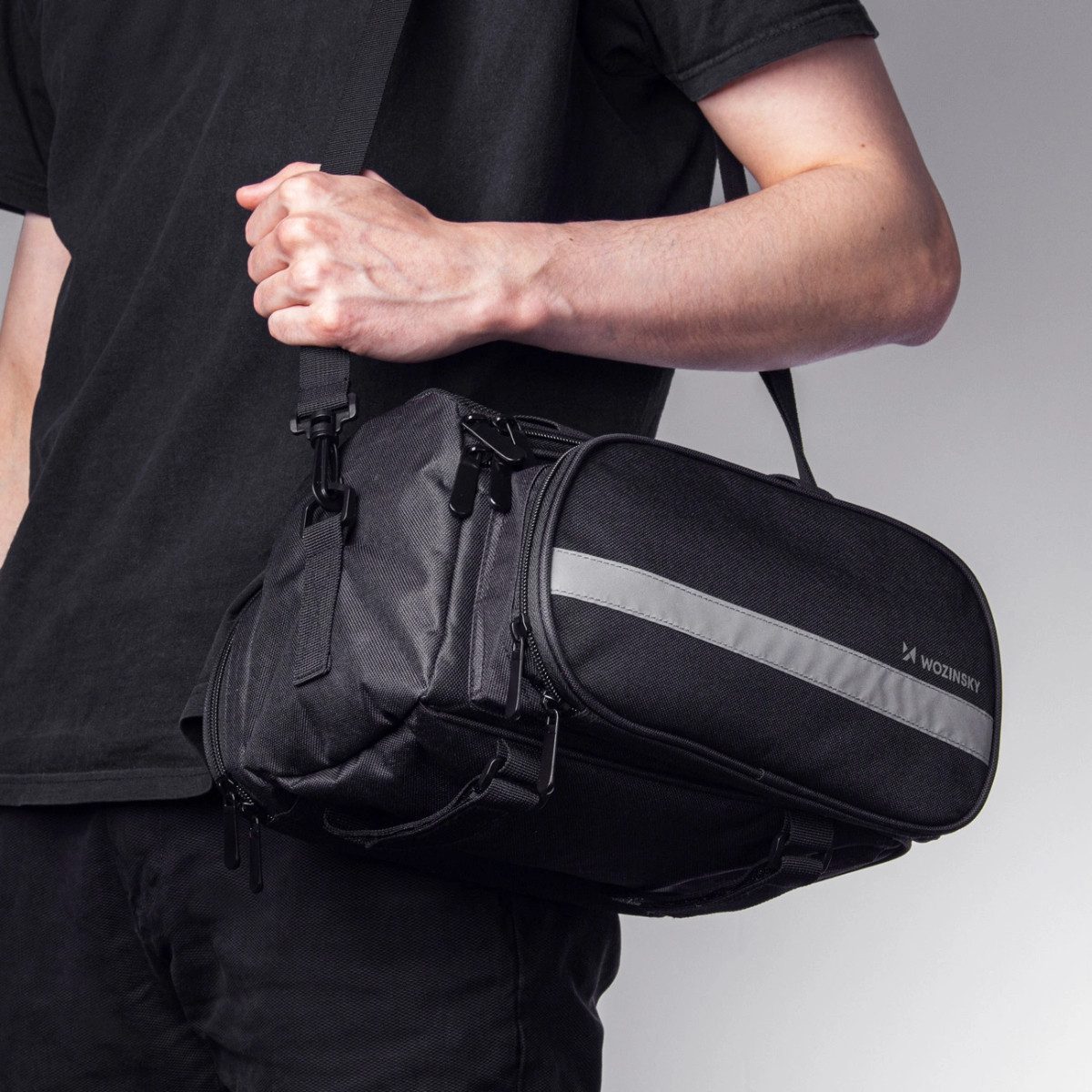 Wozinsky Fahrradtasche WBB36BK, 2-tlg. Doppeltasche mit Reflektoren, spritzwassergeschützt, robust