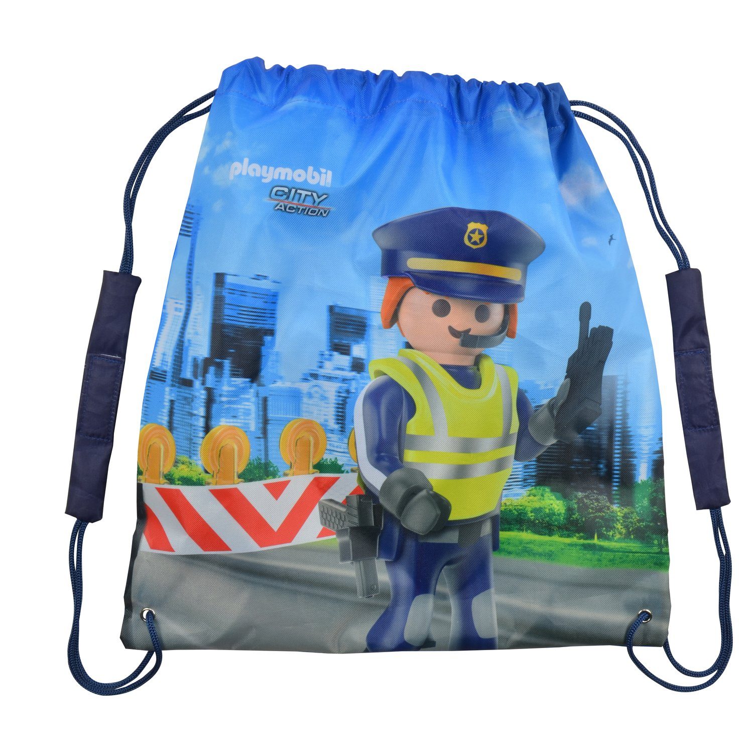 United 38 Sportbeutel cm Action x Playmobil Turnbeutel Kordelzug Gymbag mit City Labels® Polizei 35