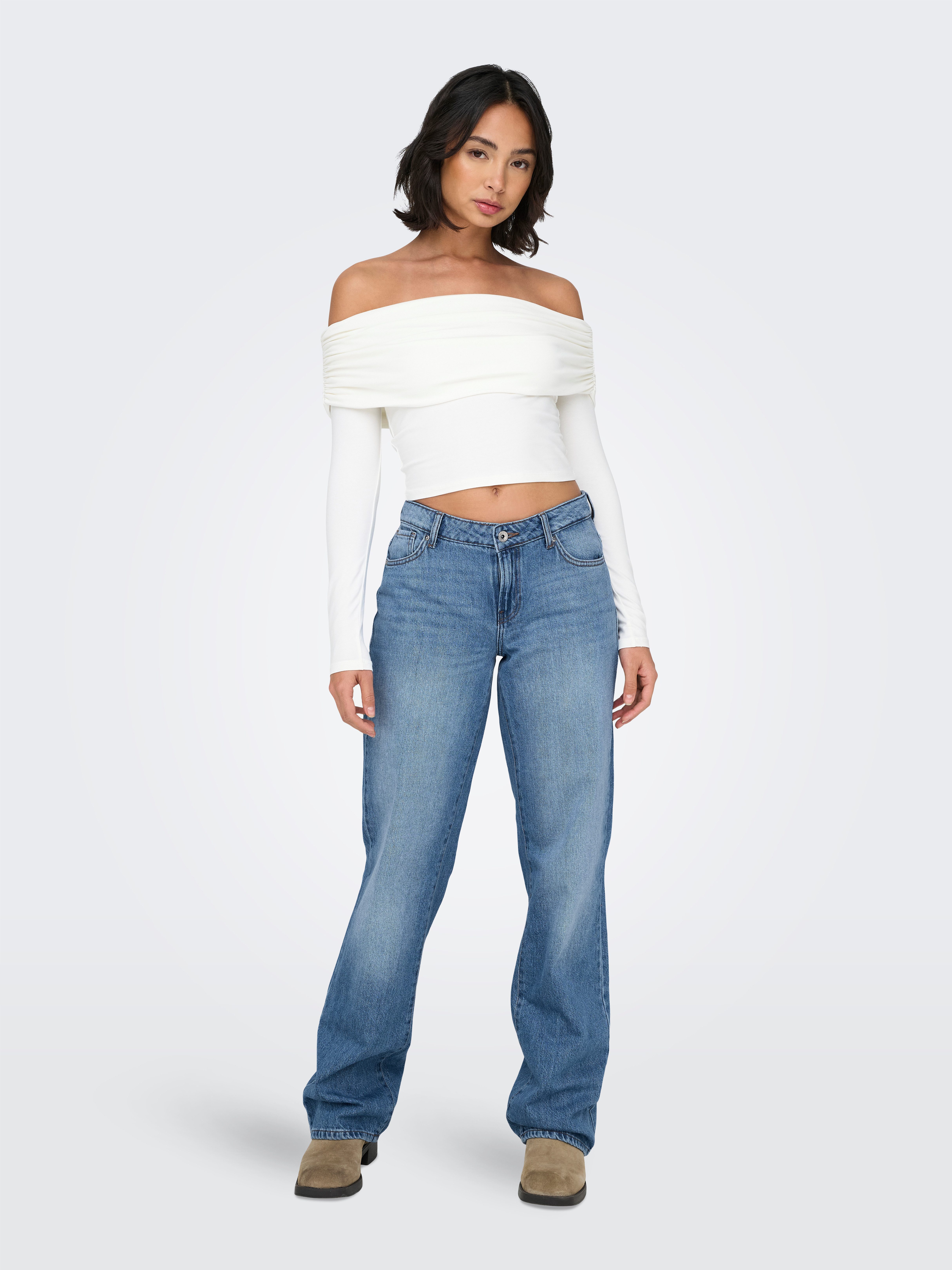 ONLY Low-rise-Jeans ONLBRITNEY LOW STRAIGHT DNM AZG OS Mittlere Waschung für einen gewaschenen und getragenen Denim-Look