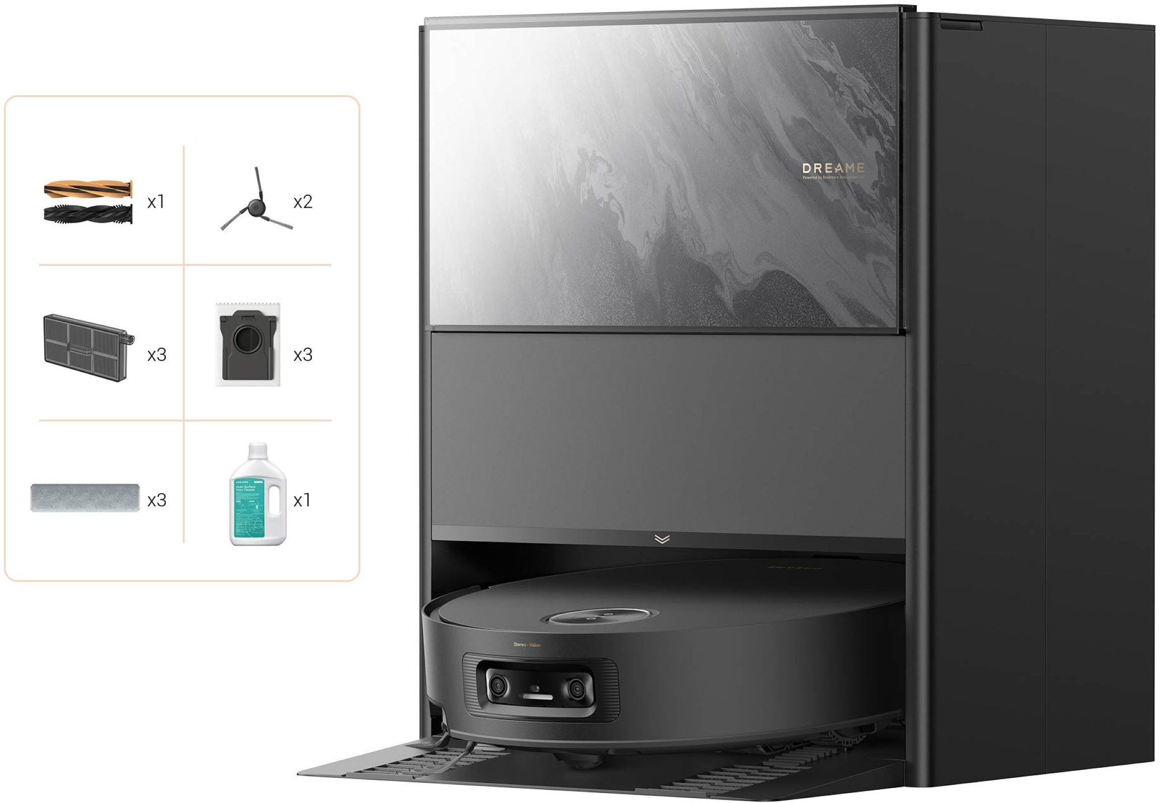 Dreame Nass-Trocken-Saugroboter Aqua10 Ultra Track Complete, 650 W, mit Beutel, Warmwasser-Wischsystem, überwindet Hindernisse, 25.000 Pa Saugkraft