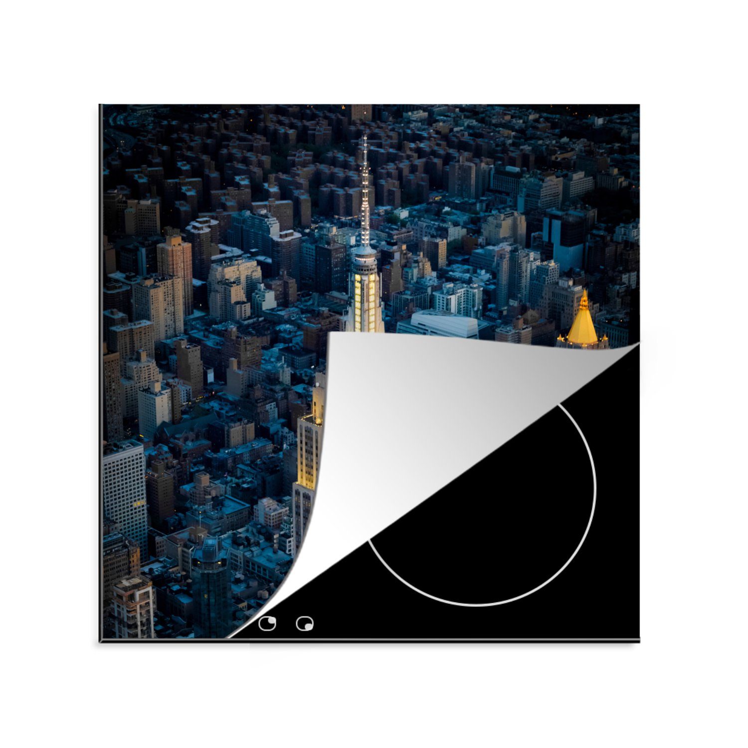 MuchoWow Herdblende-/Abdeckplatte Luftaufnahme des Empire State Building, Vinyl, (1 tlg), 78x78 cm, Ceranfeldabdeckung, Arbeitsplatte für küche