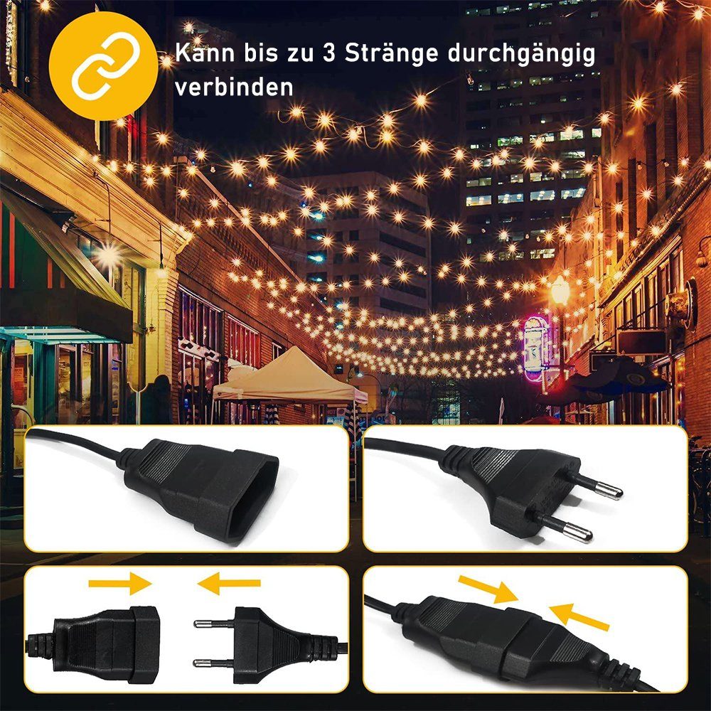 IP44 Wasserdicht LED-Lichterkette zggzerg Lichterkette Außen, LED Plastik-Glühbirnen G40