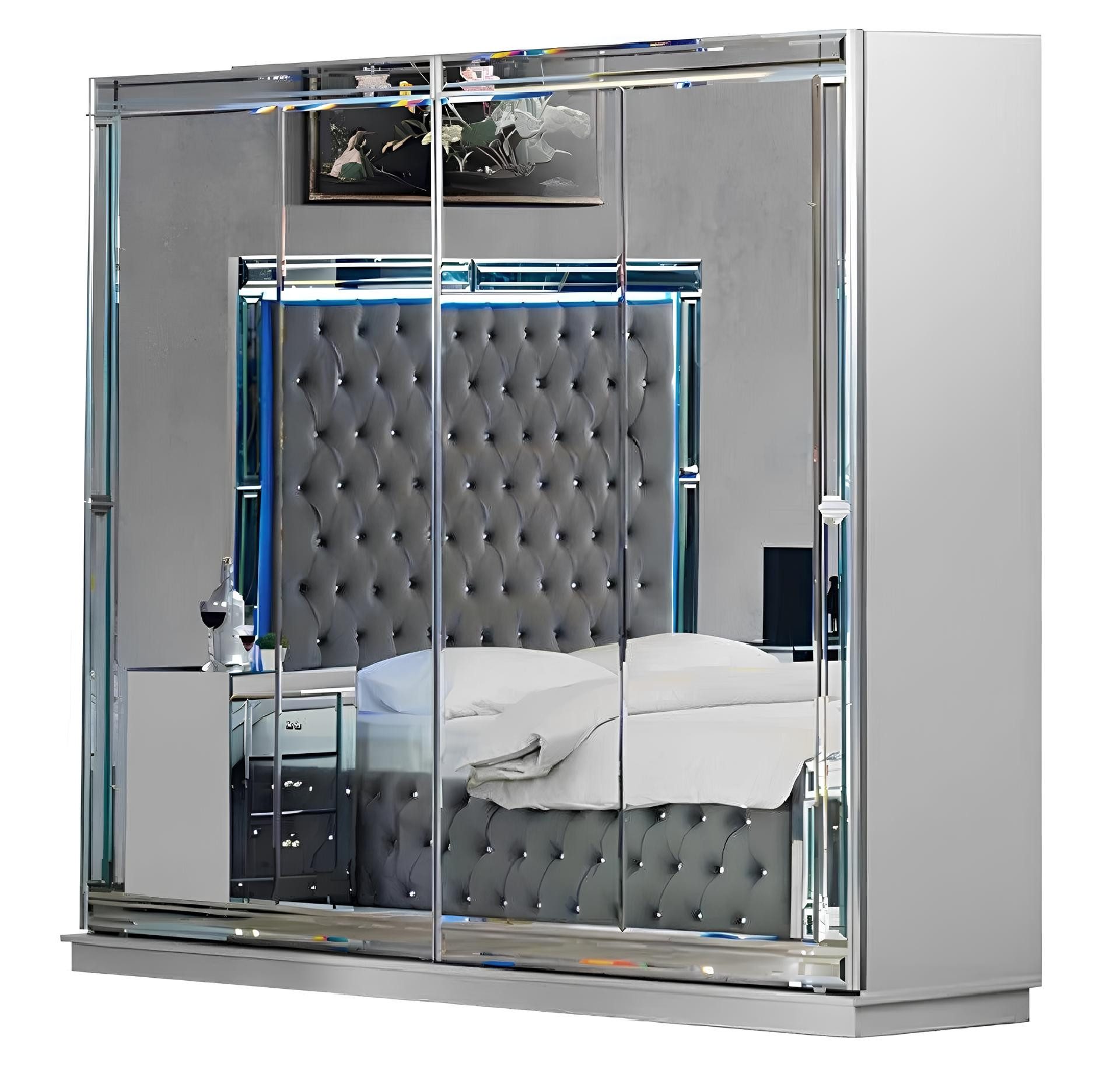 Xlmoebel Kleiderschrank Grau Schlafzimmerschrank mit Spiegeltüren und praktischer Aufteilung (1-St., Kleiderschrank) Hergestellt in Europa