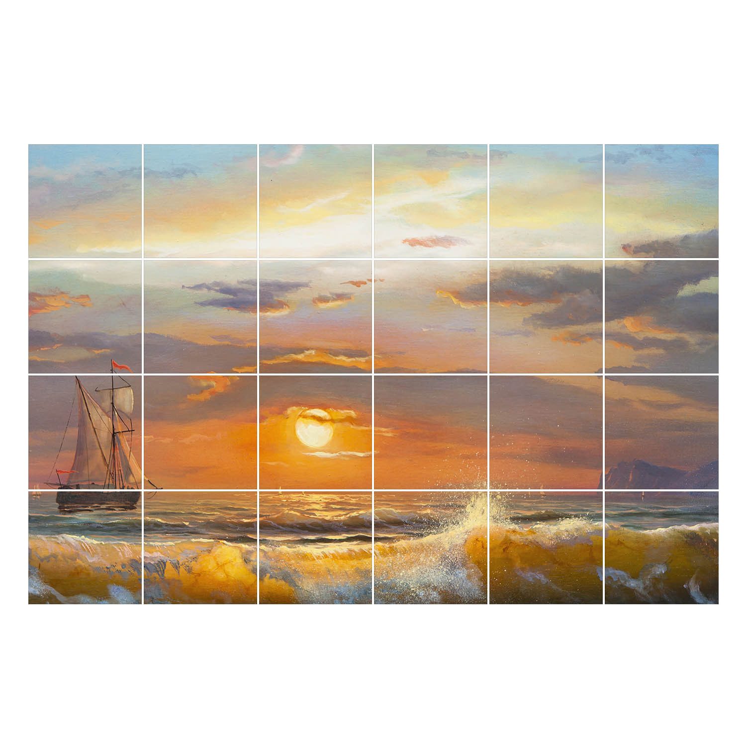 Tulup Fliesenaufkleber Klebefolie Fliesen Sonnenuntergang über dem Meer Fliesen Folie
