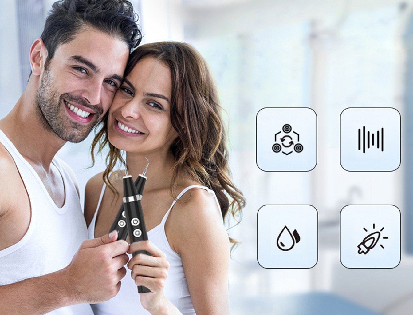 autolock Mundpflegecenter Zahnreiniger Elektrisch Zahnsteinentferner,5 Einstellbare Modi, 2 Reinigungsköpfe,Ultraschall IPX6 Wasserdicht,1500mah langlebig