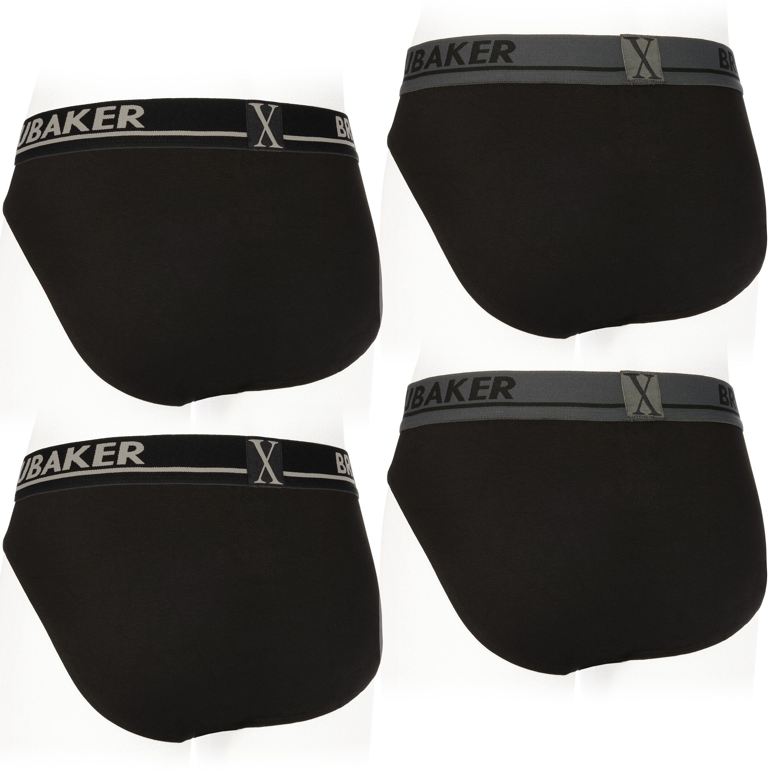 BRUBAKER Slip 4er Pack Herren Komfort Unterhosen mit elastischem Bund (Mehrfachpackung, 4-St., 4er-Pack) Männer Slips Stretch Unifarben Unterwäsche