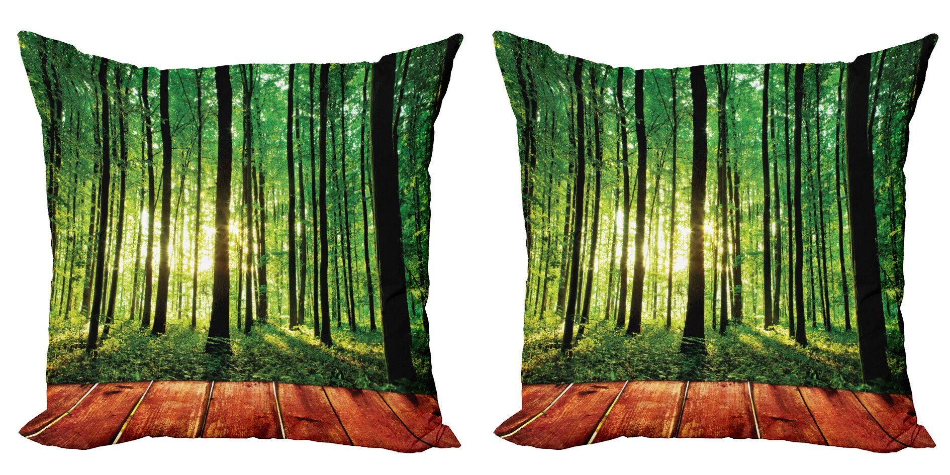 Kissenbezüge Modern Accent Doppelseitiger Digitaldruck, Abakuhaus (2 Stück), Natur Sonnenlicht Wald Bäume