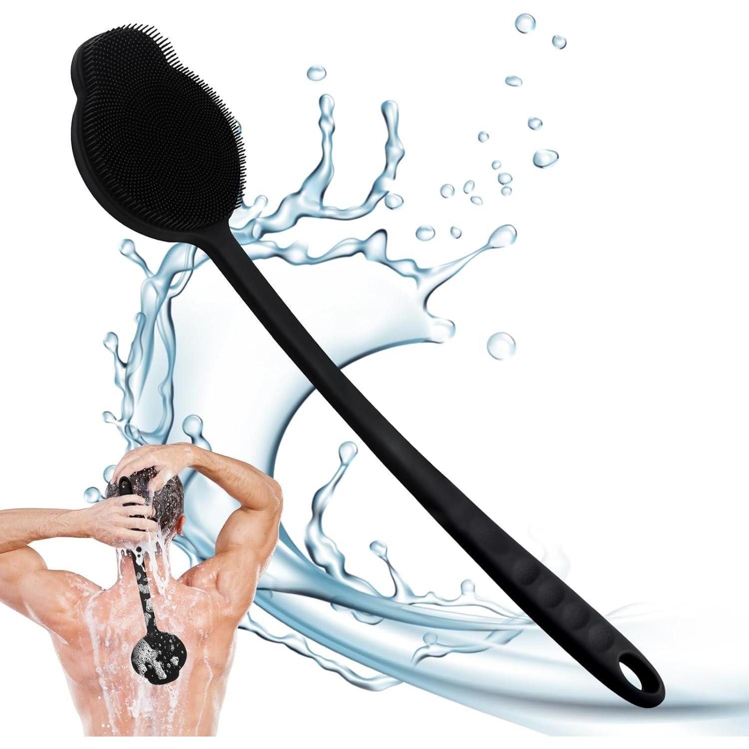 LuxusKollektion Körperbürste Silikon Duschbürste mit langem Griff, Massagegefühl, Hautpeeling