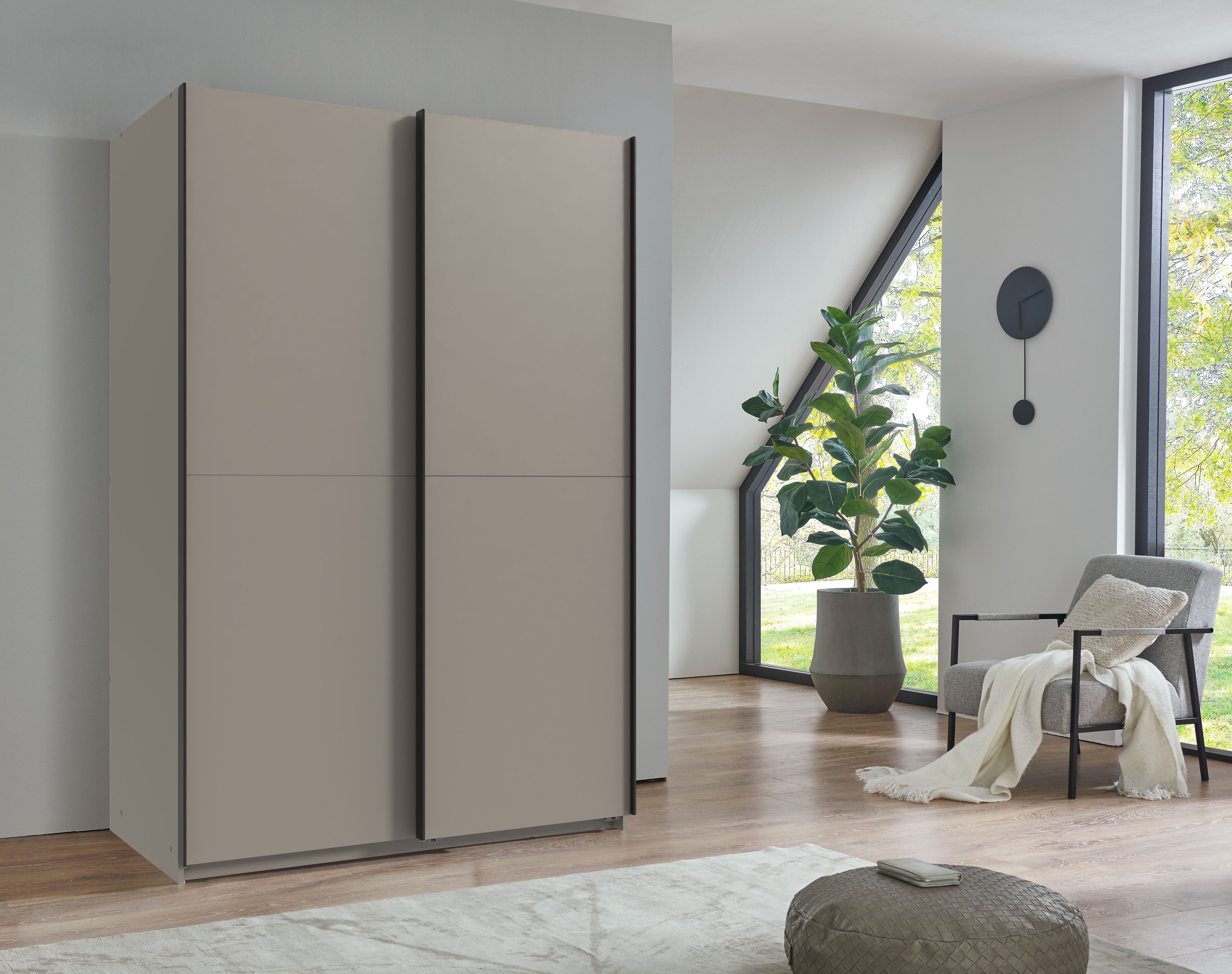 Wimex Kleiderschrank Mugano, B/T/H 135 oder 180/65/198cm, Made in Germany (wähle Deine Ausstattung: Basic oder Premium) 2 Schwebetüren mit oder ohne Spiegel, Metallgriffe