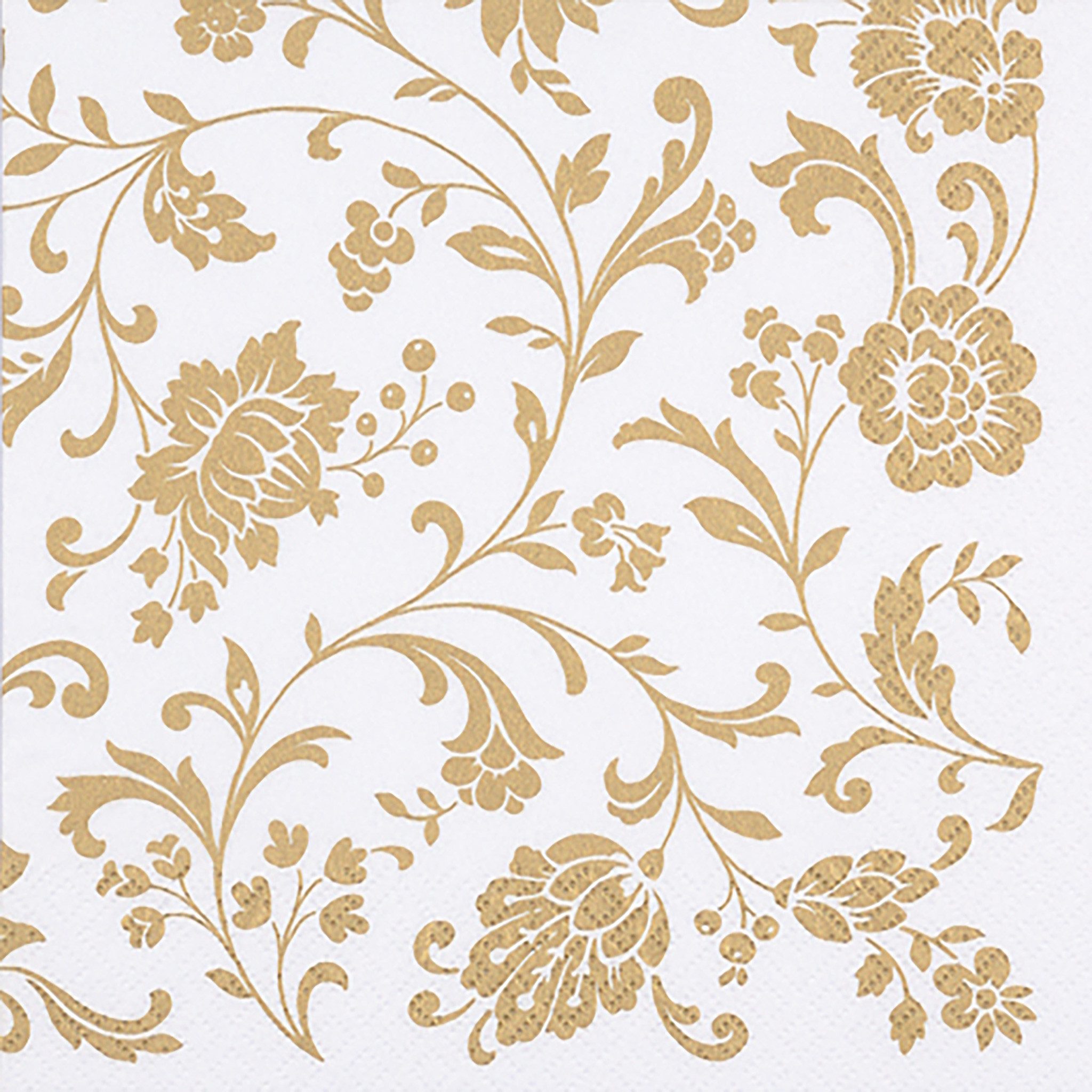 ti-flair Papierserviette, Servietten Papier 33x33cm 3-lagig Arabeske 20 Stück Weiß / Gold