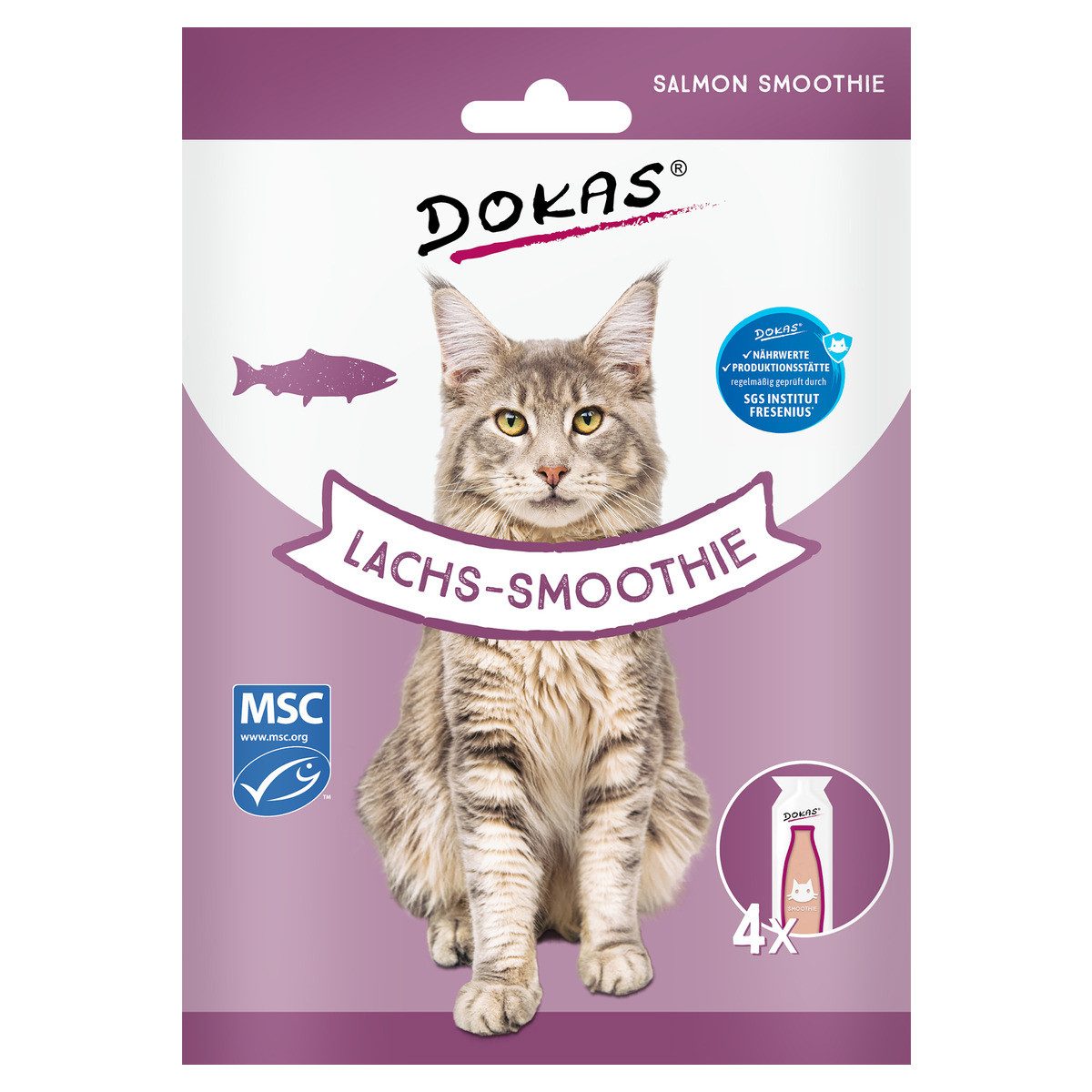Dokas Lachs-Smoothie 4 x 30 ml, Snack für: Katze