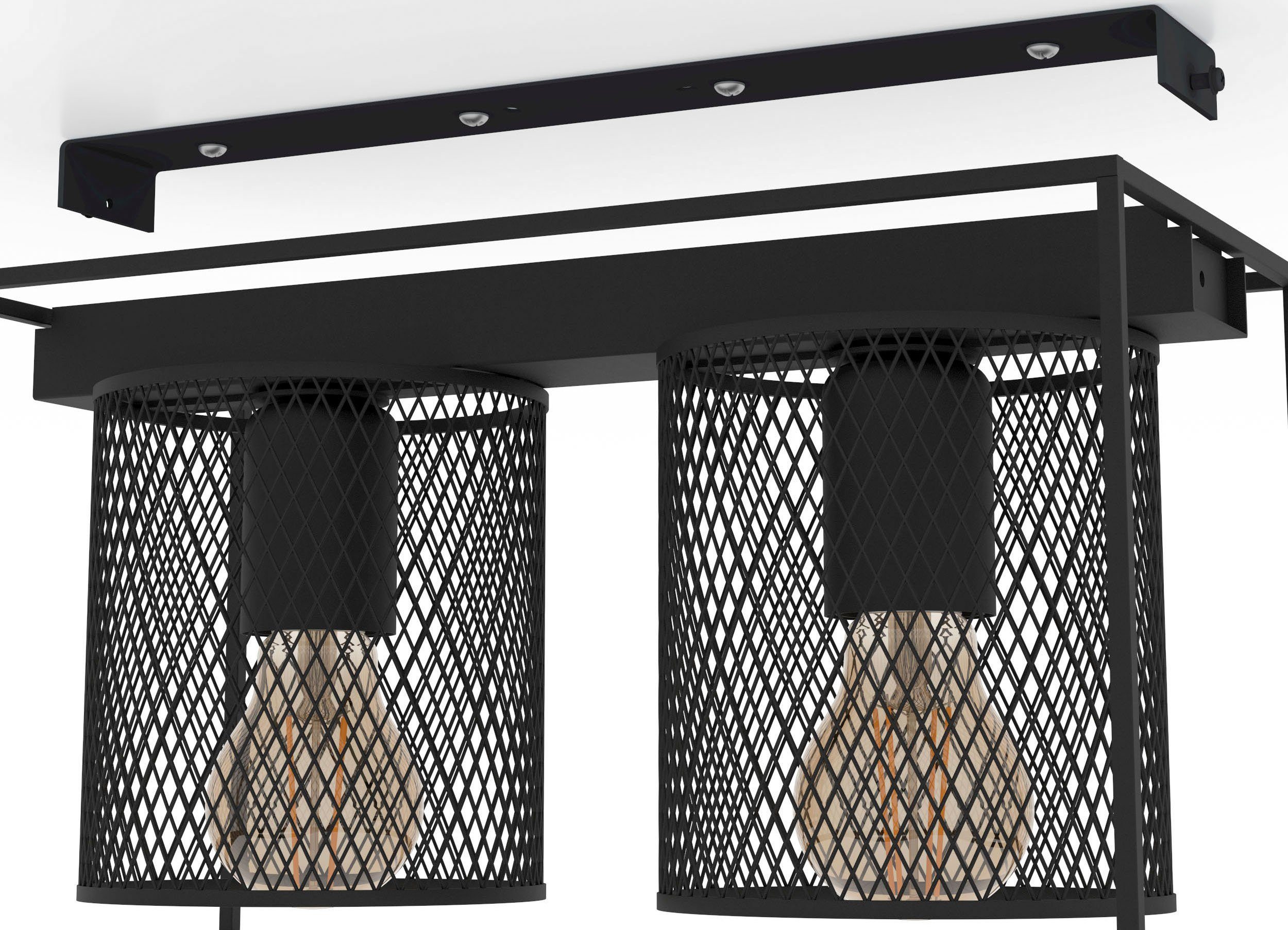 EGLO Deckenleuchte CATTERICK, exkl. in 40W - aus Stahl Leuchtmittel, Deckenleuchte schwarz Leuchtmittel wechselbar, - ohne E27