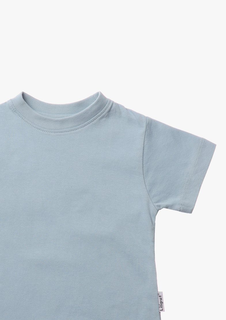 Rundhals-Ausschnitt Design Liliput in T-Shirt schlichtem blau mit