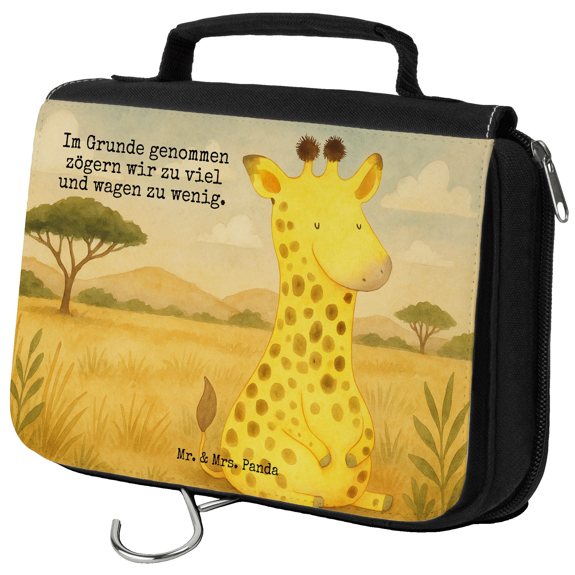 Mr. & Mrs. Panda Kulturbeutel Giraffe Zufrieden Design, Kulturbeutel, Weiß, Abenteuer, badtasche, W (Packung, 1-tlg)