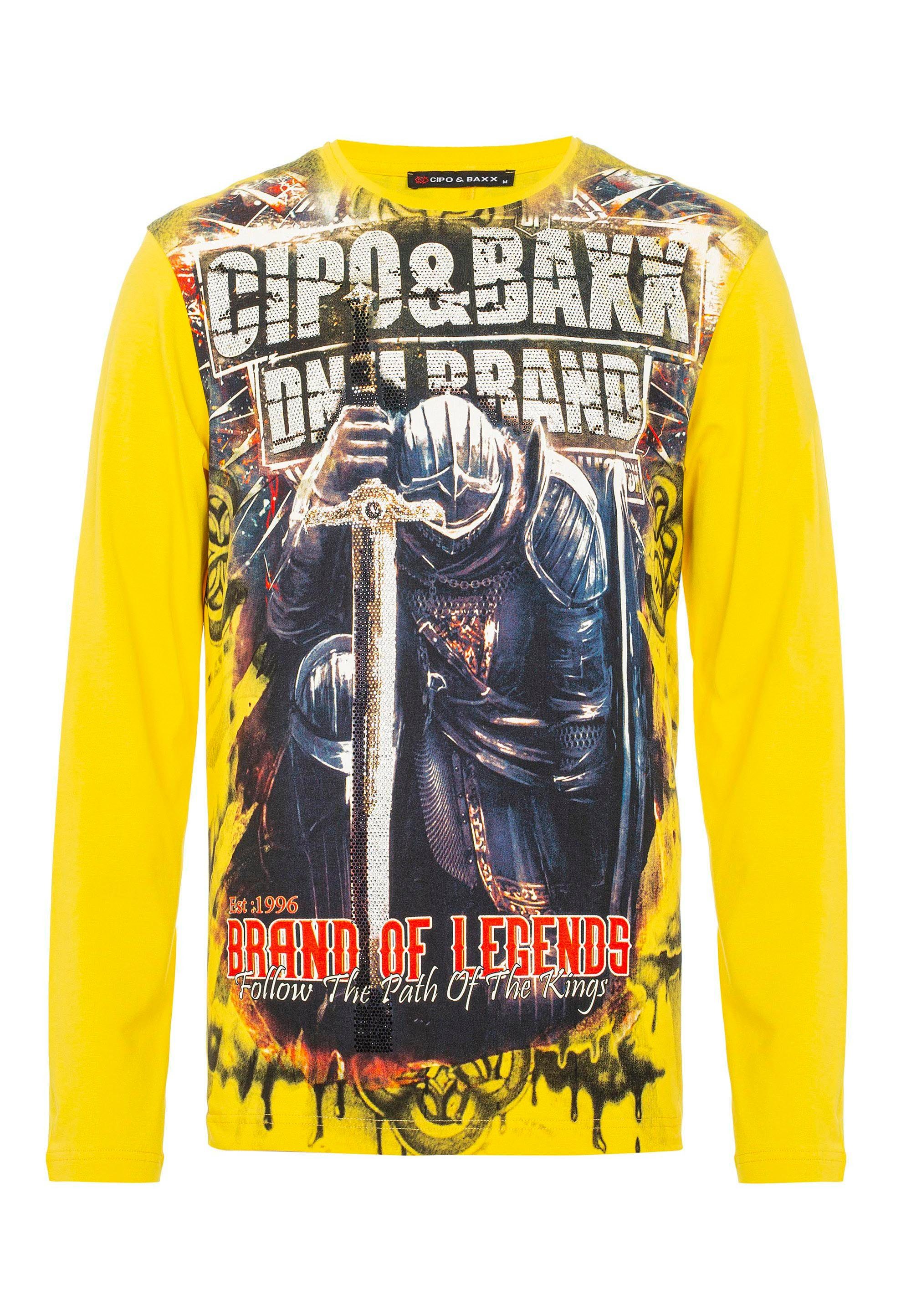 Cipo & Baxx Langarmshirt Look in coolem gelb