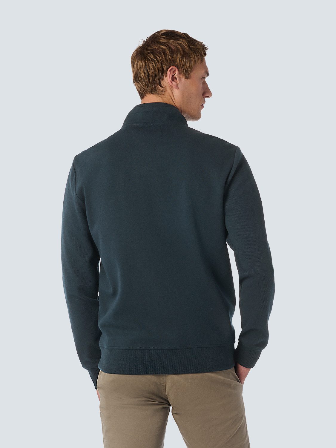 NO EXCESS Sweater No Excess Weste mit Twill-Jacquard und Reißverschluss