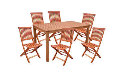Gravidus Garten-Essgruppe 7-teilige Tischgruppe Sitzgruppe Gartentisch Tisch Holz