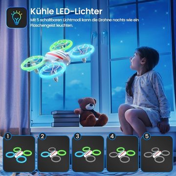 DEERC D23 Mini Drohne für Kinder,RC Quadrocopter mit 2 modulare Akkus Drohne (LED-Lichter 3D-Flips Höhenhaltung:Perfektes DrohnengeschenkfürAnfänger)