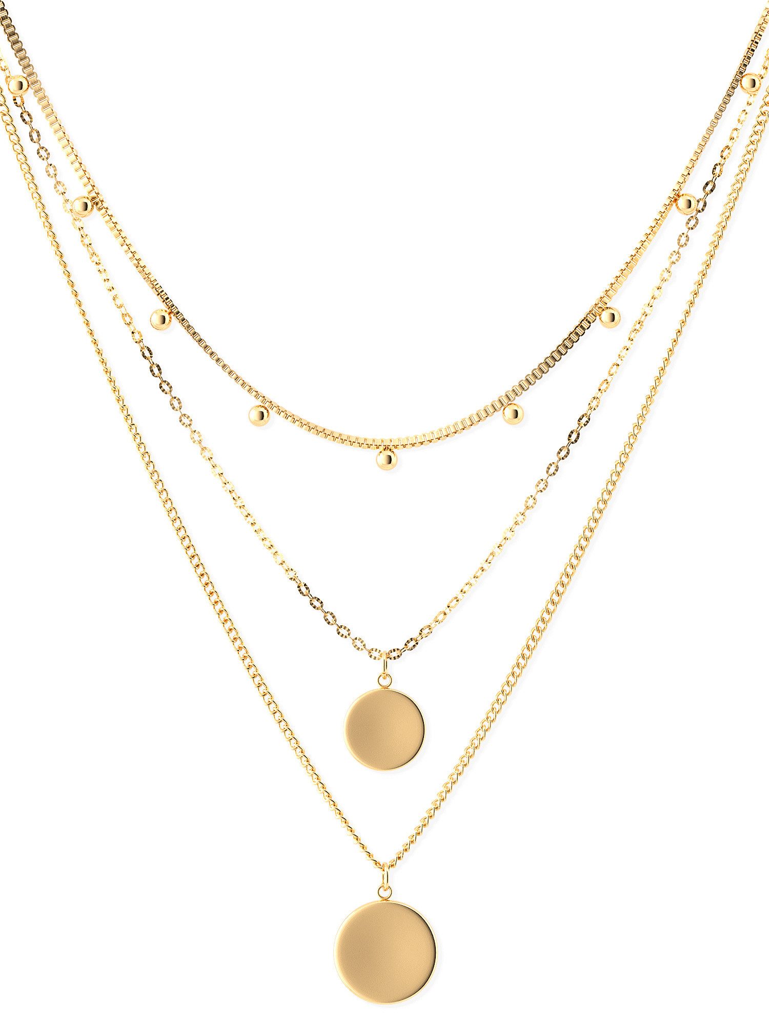 THIORA Ketten-Set Halskette „Capri Coin“ – Dreireihig, Layering, Edelstahl, günstig online kaufen