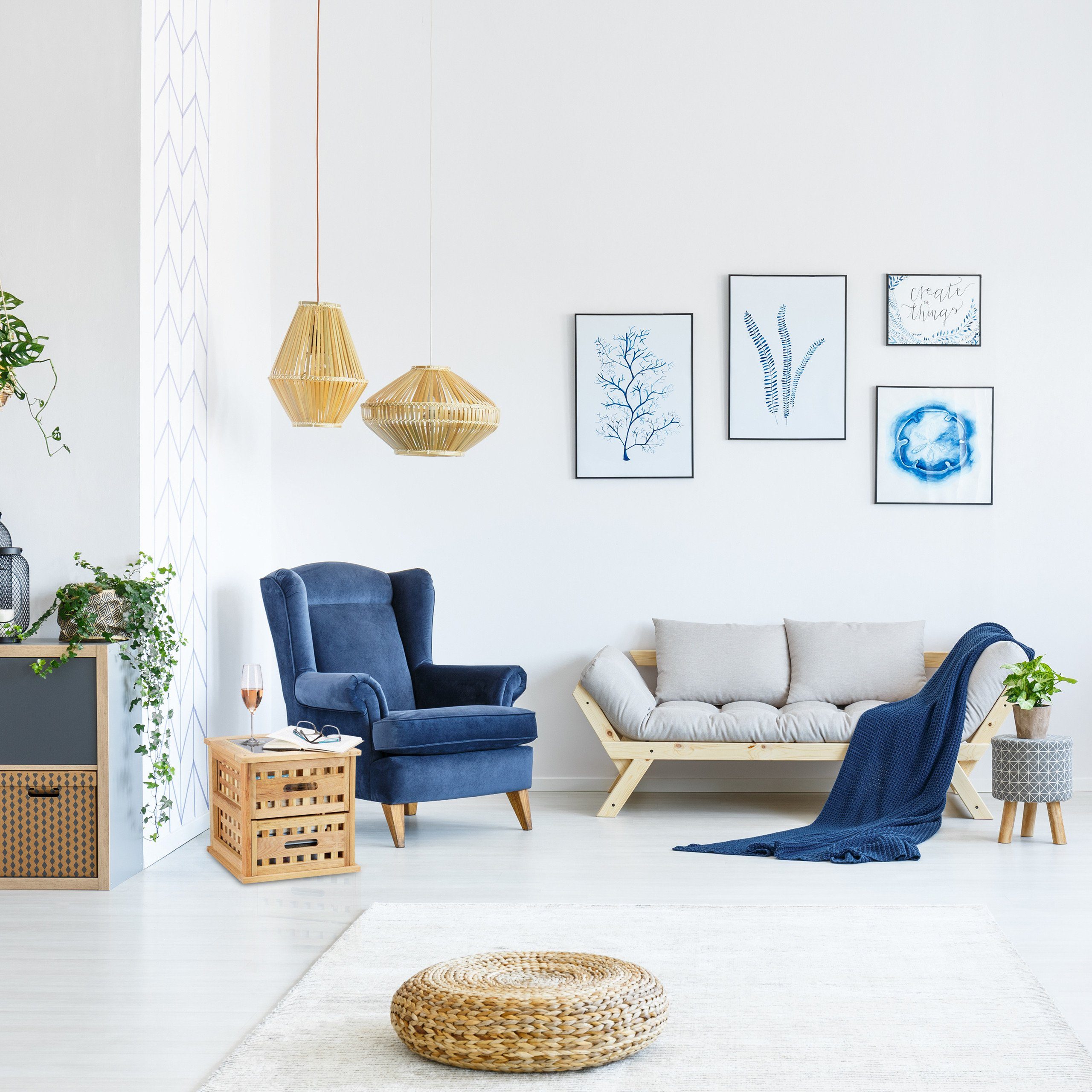 relaxdays Beistelltisch Walnuss mit 2 Schubladen (1-St) – Bild 5 von 5