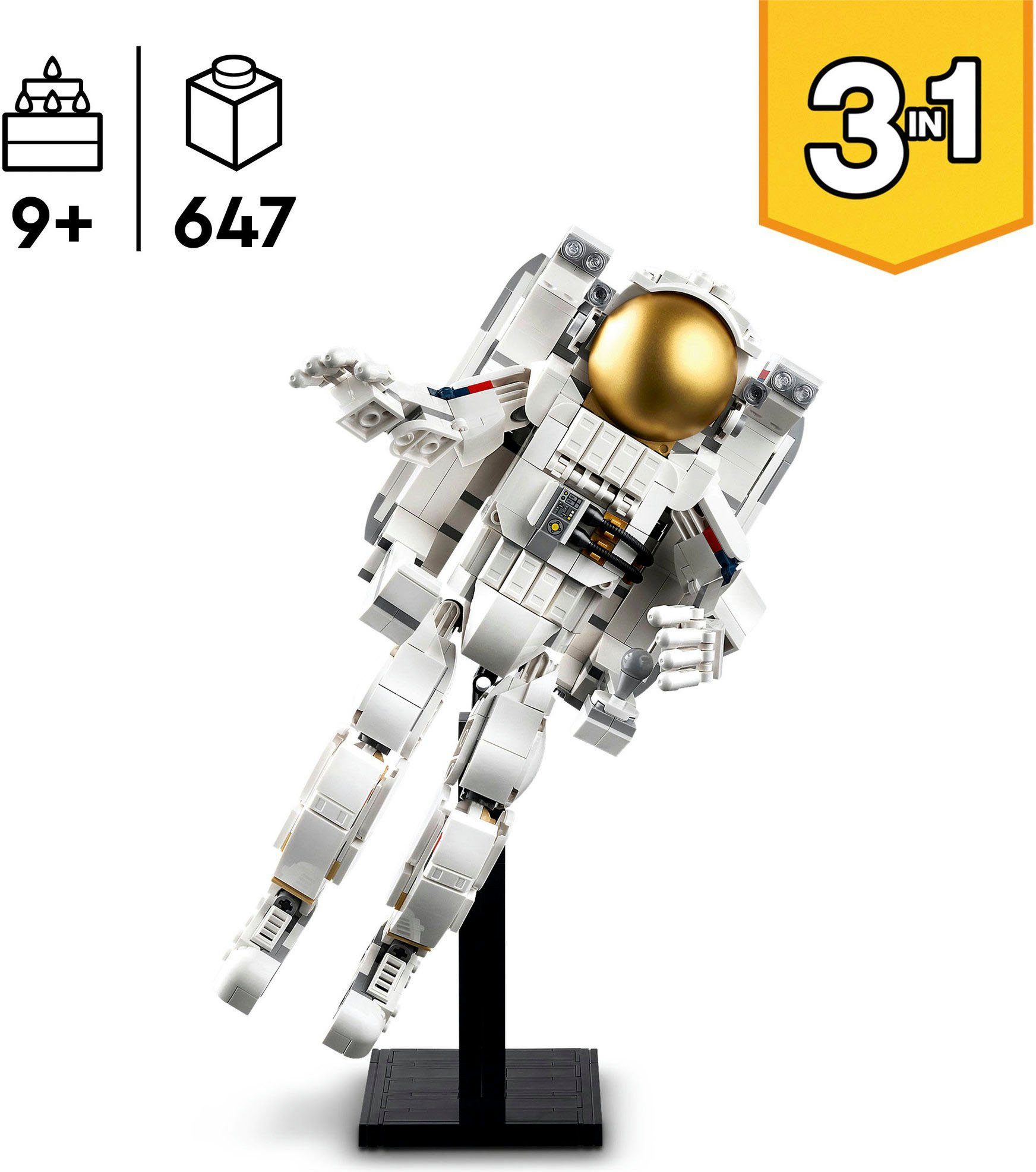 LEGO® Astronaut im Weltraum (31152), LEGO Creator 3in1 Konstruktionsspielsteine, (647 St), Made in Europe