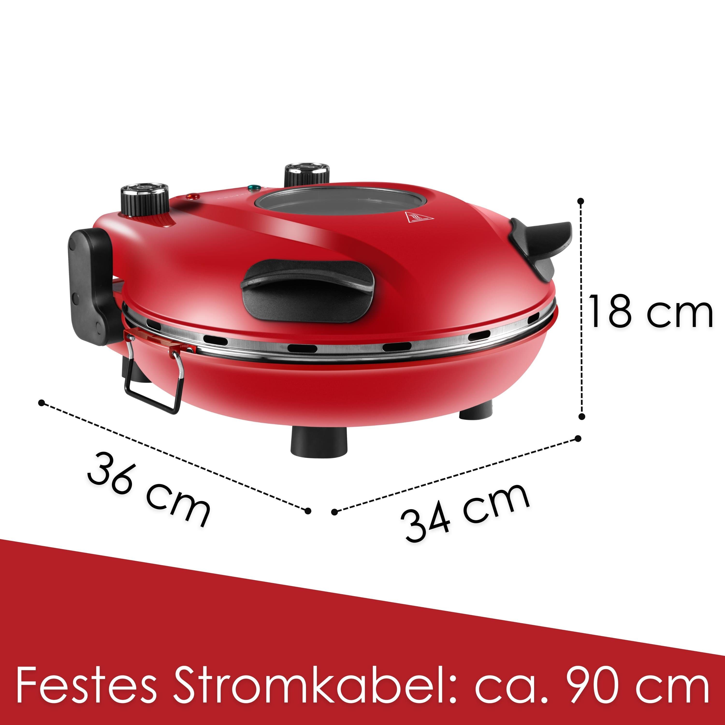 STEINBORG Pizzaofen SB-3140, 1200 Watt,32cm Schamottestein,15-Minuten Timer,Großes Sichtfenster