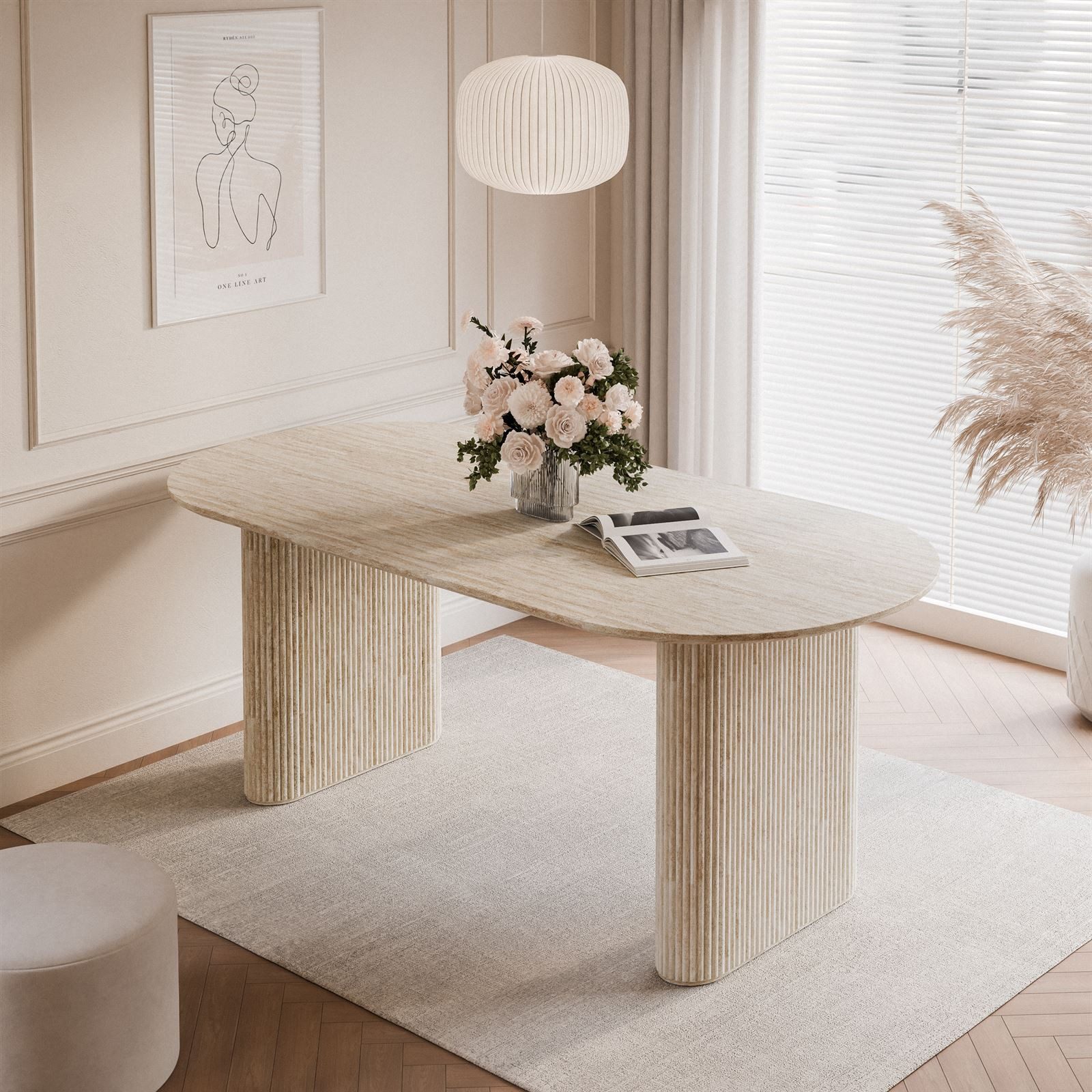 Lookway Esstisch OVI Tisch mit geriffeltem Gestell Hochglanz (1x Tisch), Breite: 180 cm